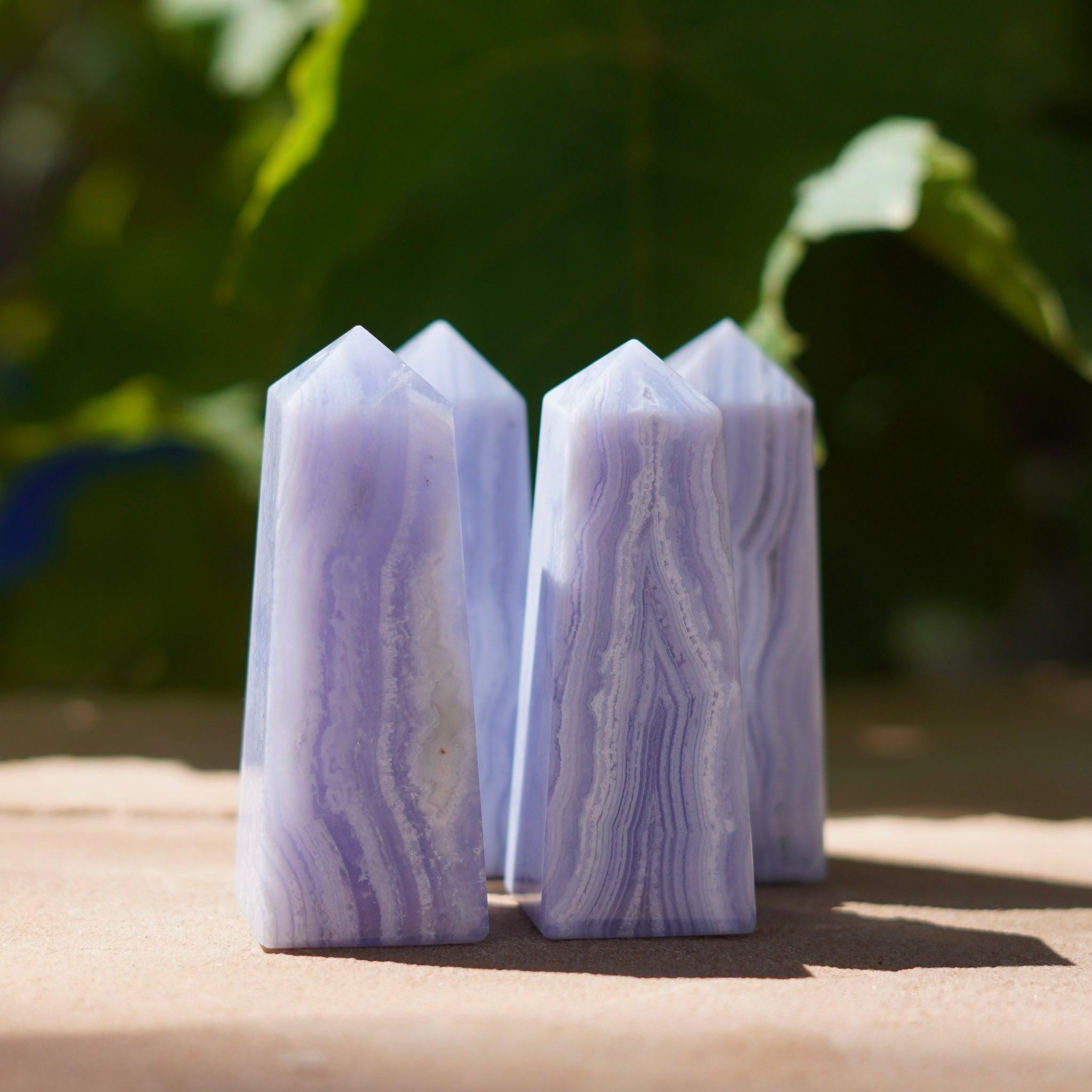 Blue Lace Agate Crystal Tower Carvings
