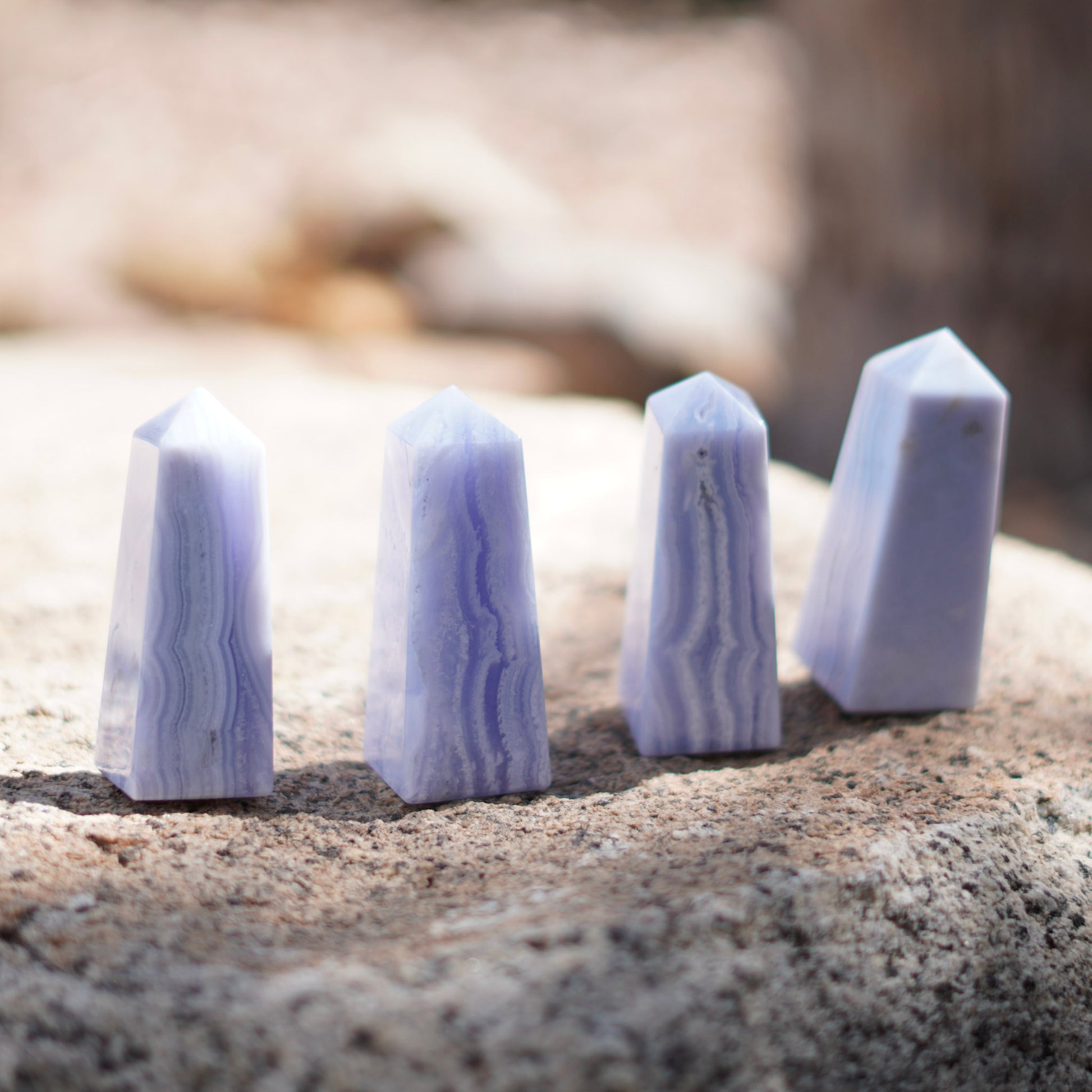 Blue Lace Agate Crystal Tower Carvings