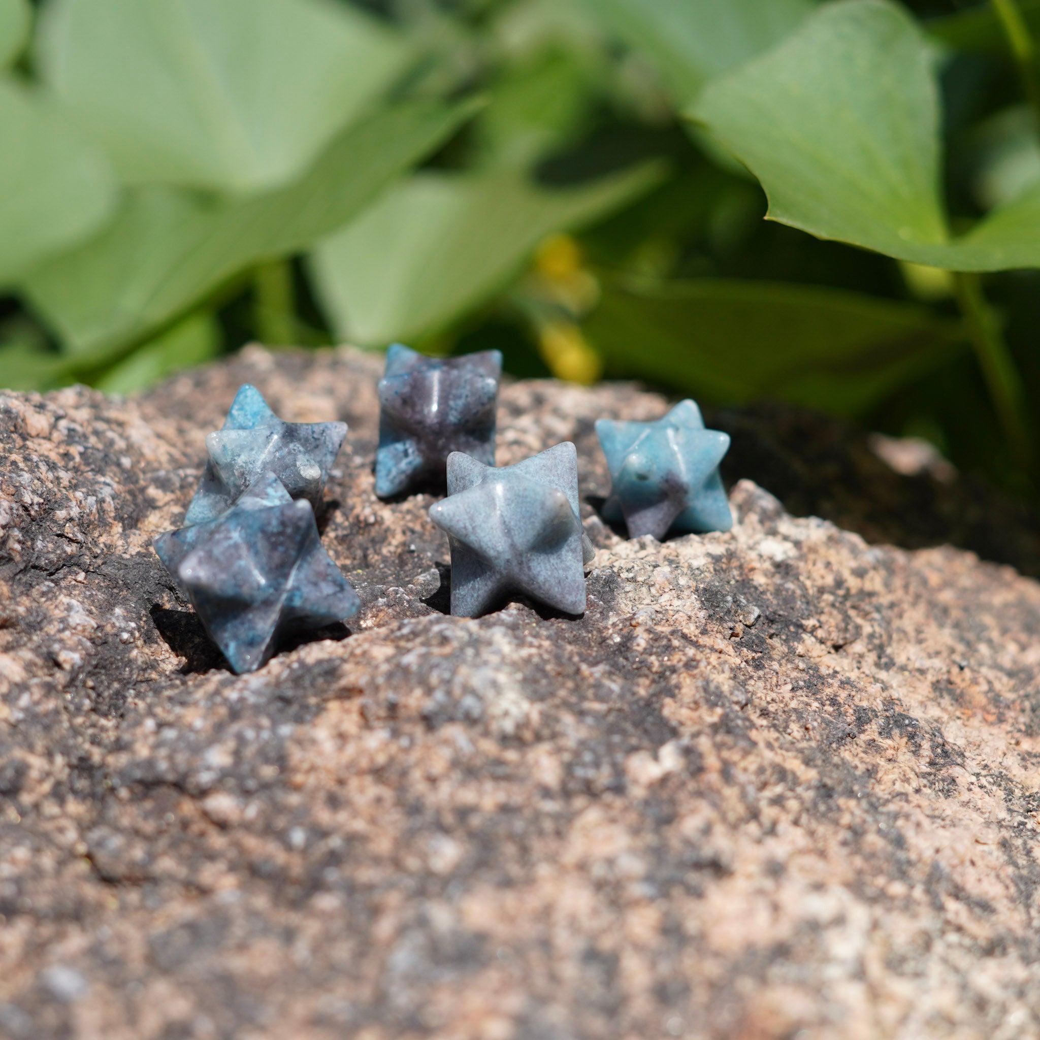Blue Trolleite Stone Merkaba Carvings from Brazil