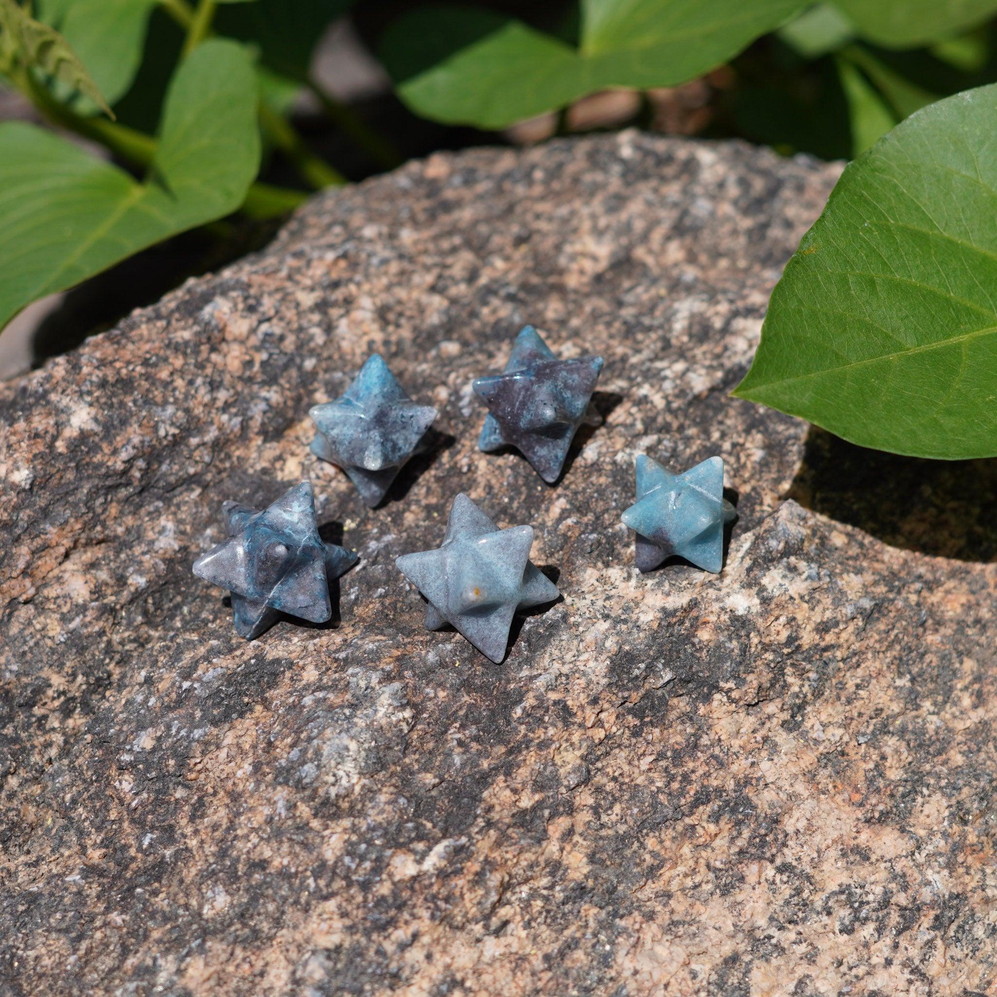 Blue Trolleite Stone Merkaba Carvings from Brazil