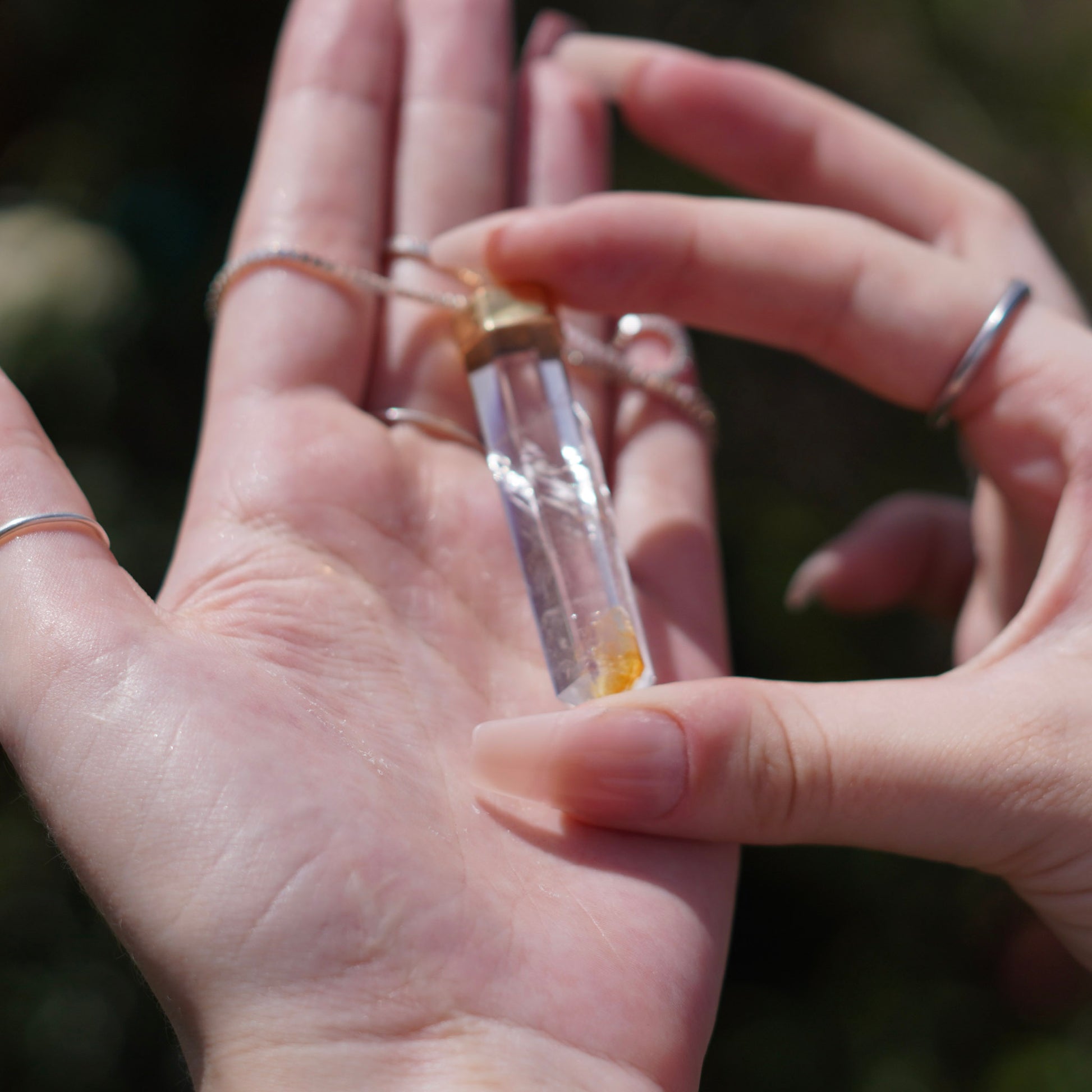 Brazilian Quartz Crystal Pendant with Hematoid Inclusions