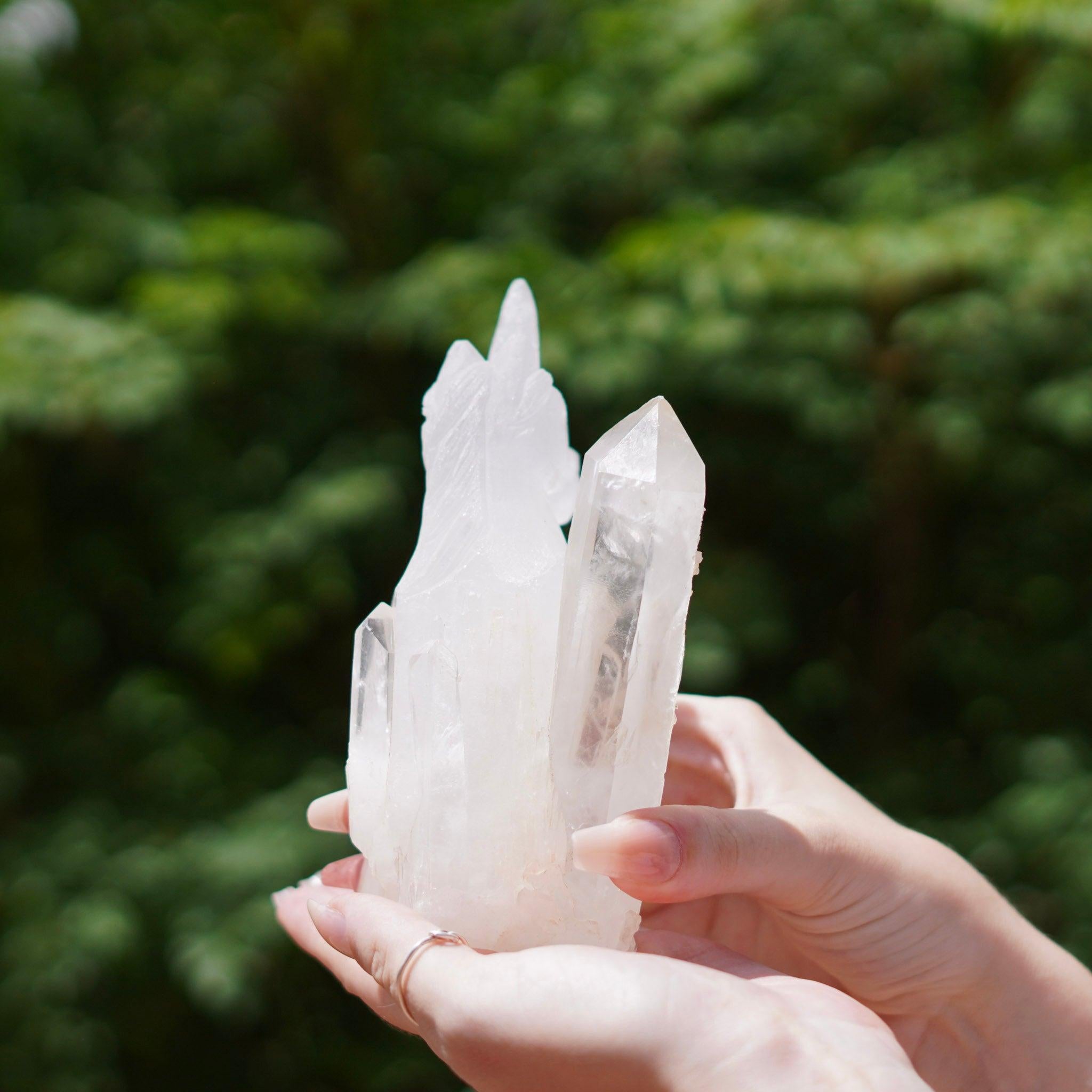 Unique Unicorn Quartz Carving with Natural Crystal Point