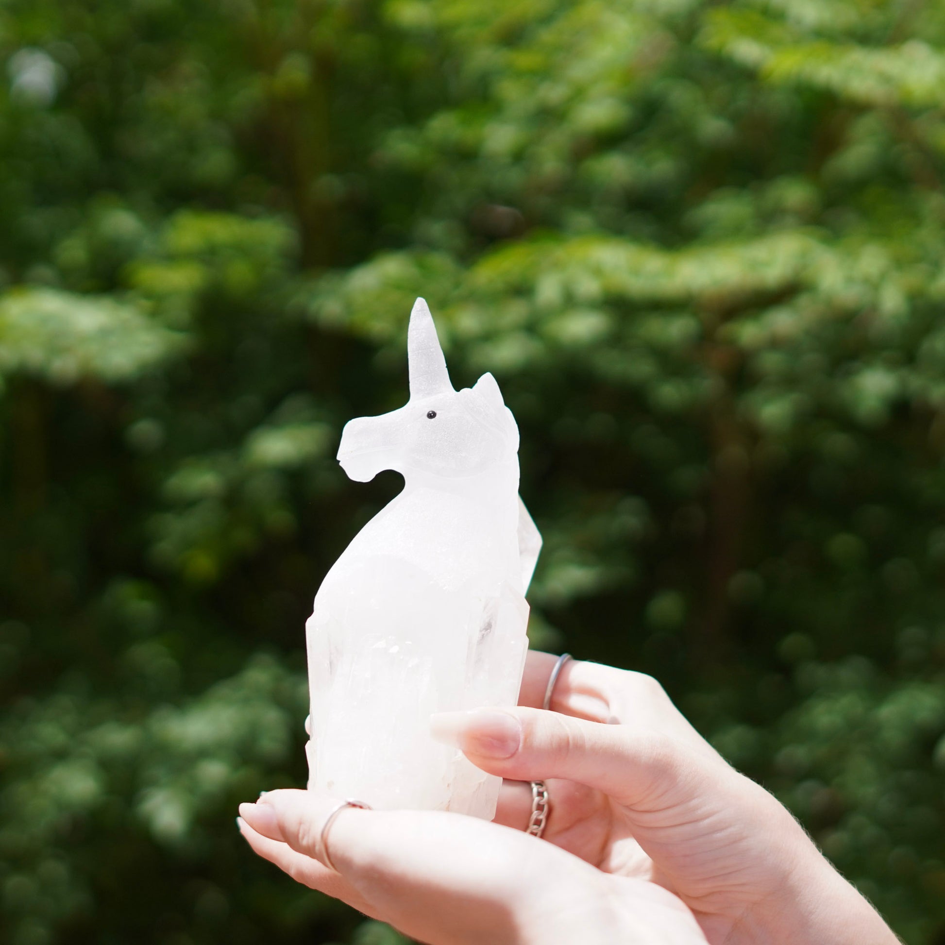 Unique Unicorn Quartz Carving with Natural Crystal Point