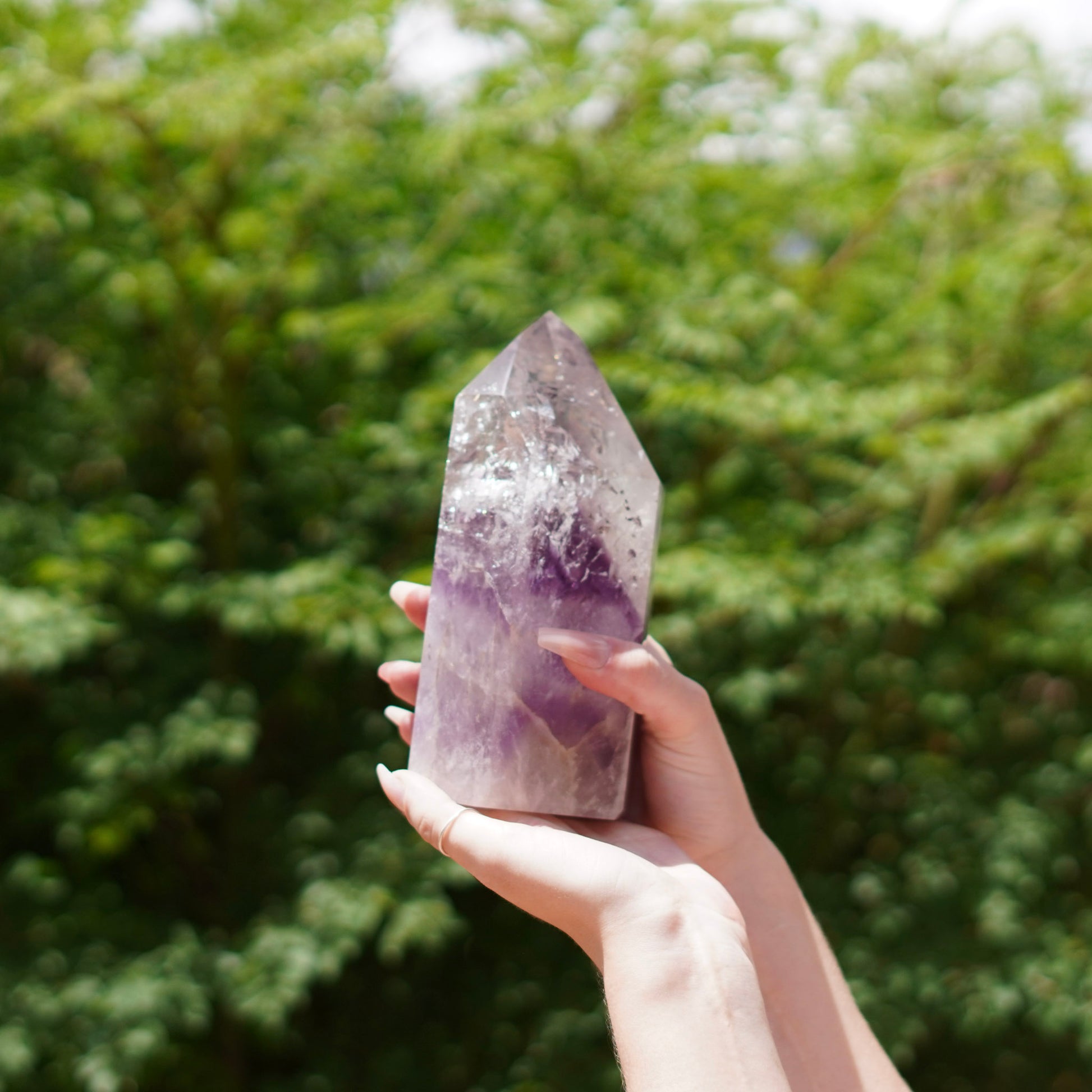 XL Phantom Amethyst Quartz Tower Carving from Brazil