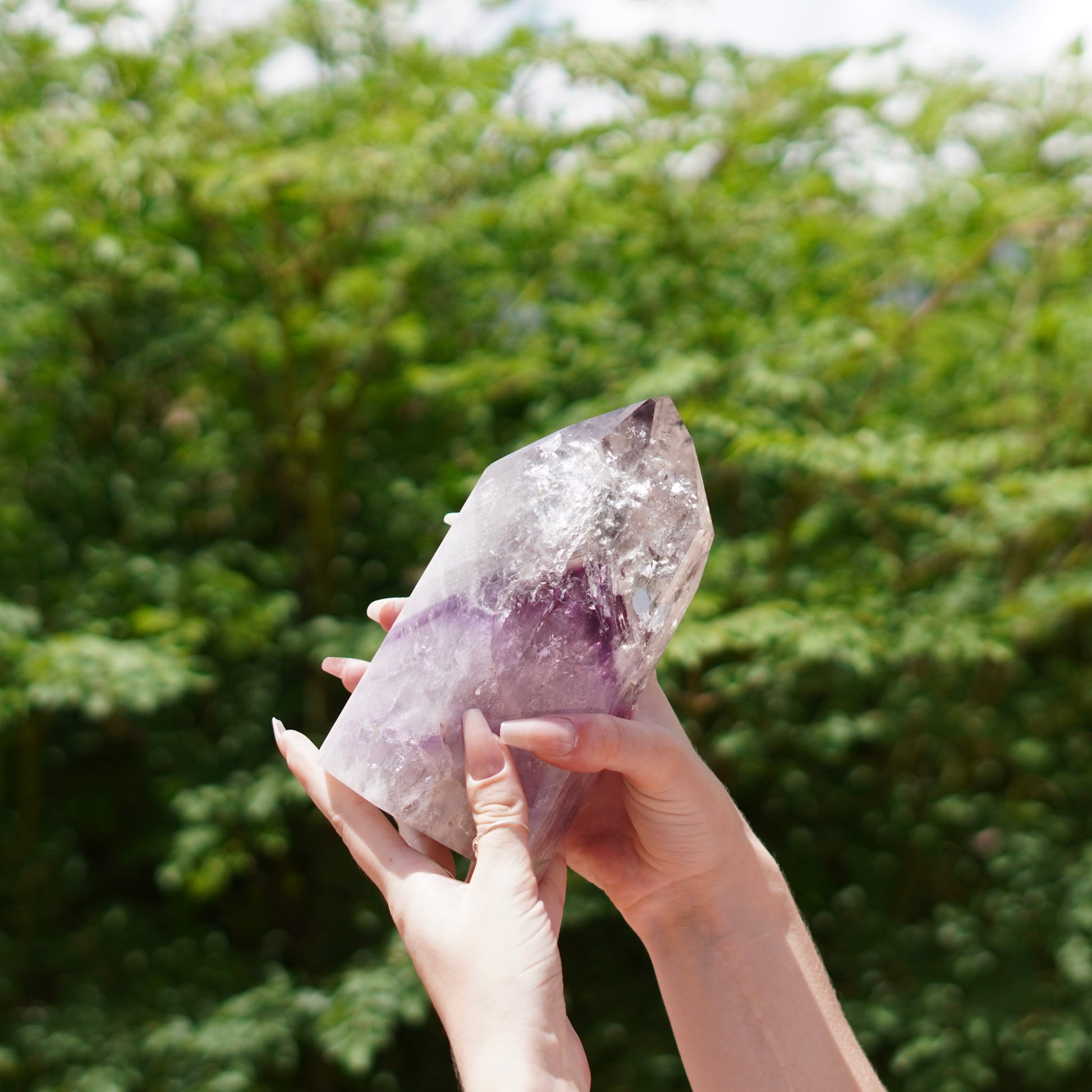 XL Phantom Amethyst Quartz Tower Carving from Brazil