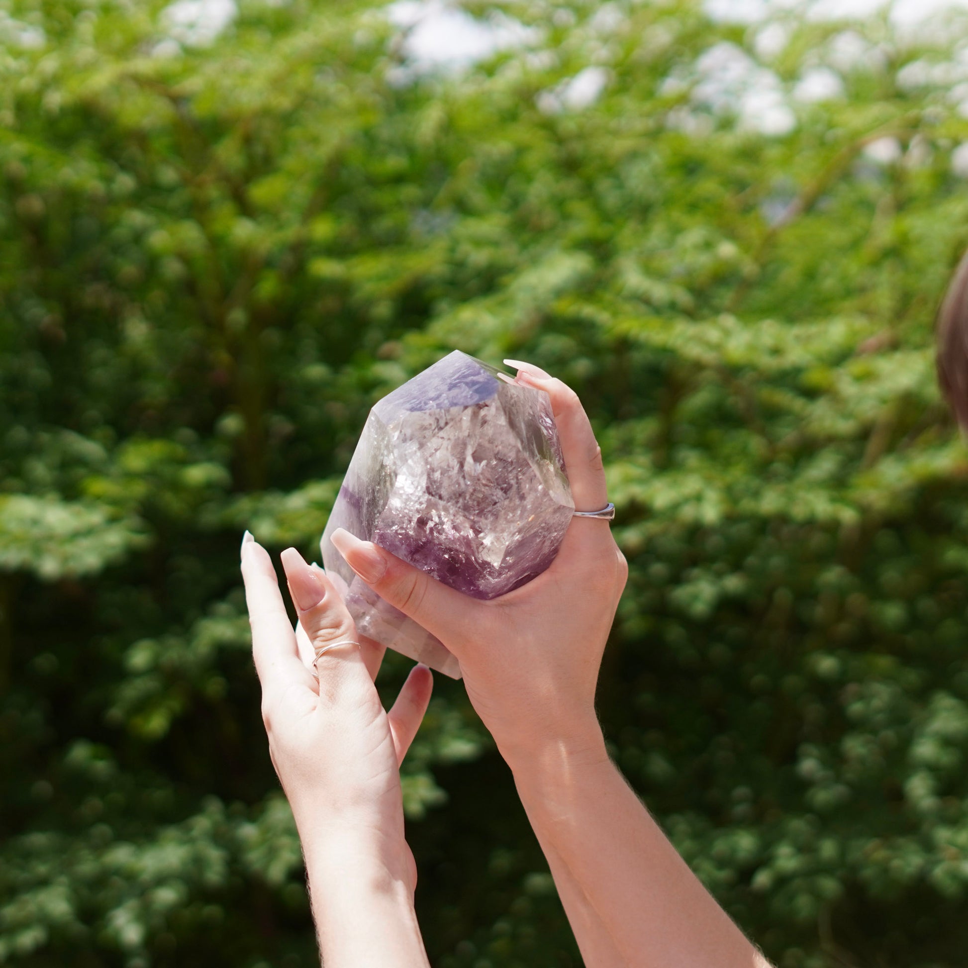 XL Phantom Amethyst Quartz Tower Carving from Brazil