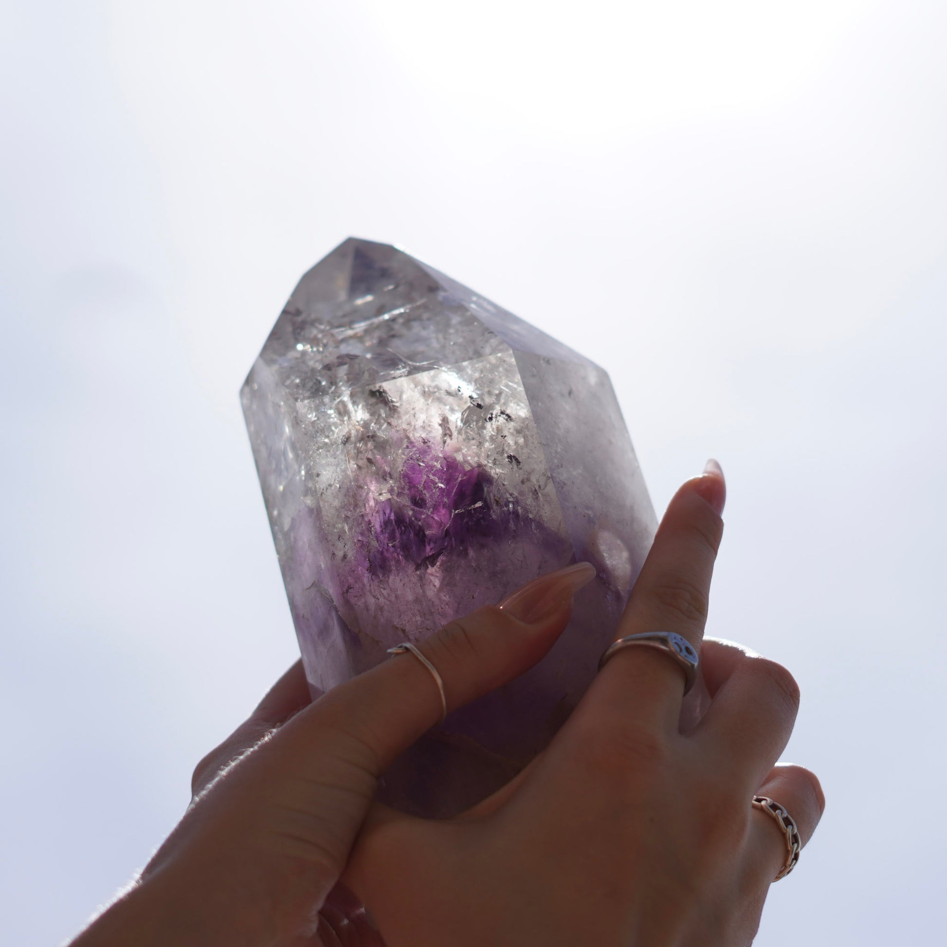 XL Phantom Amethyst Quartz Tower Carving from Brazil