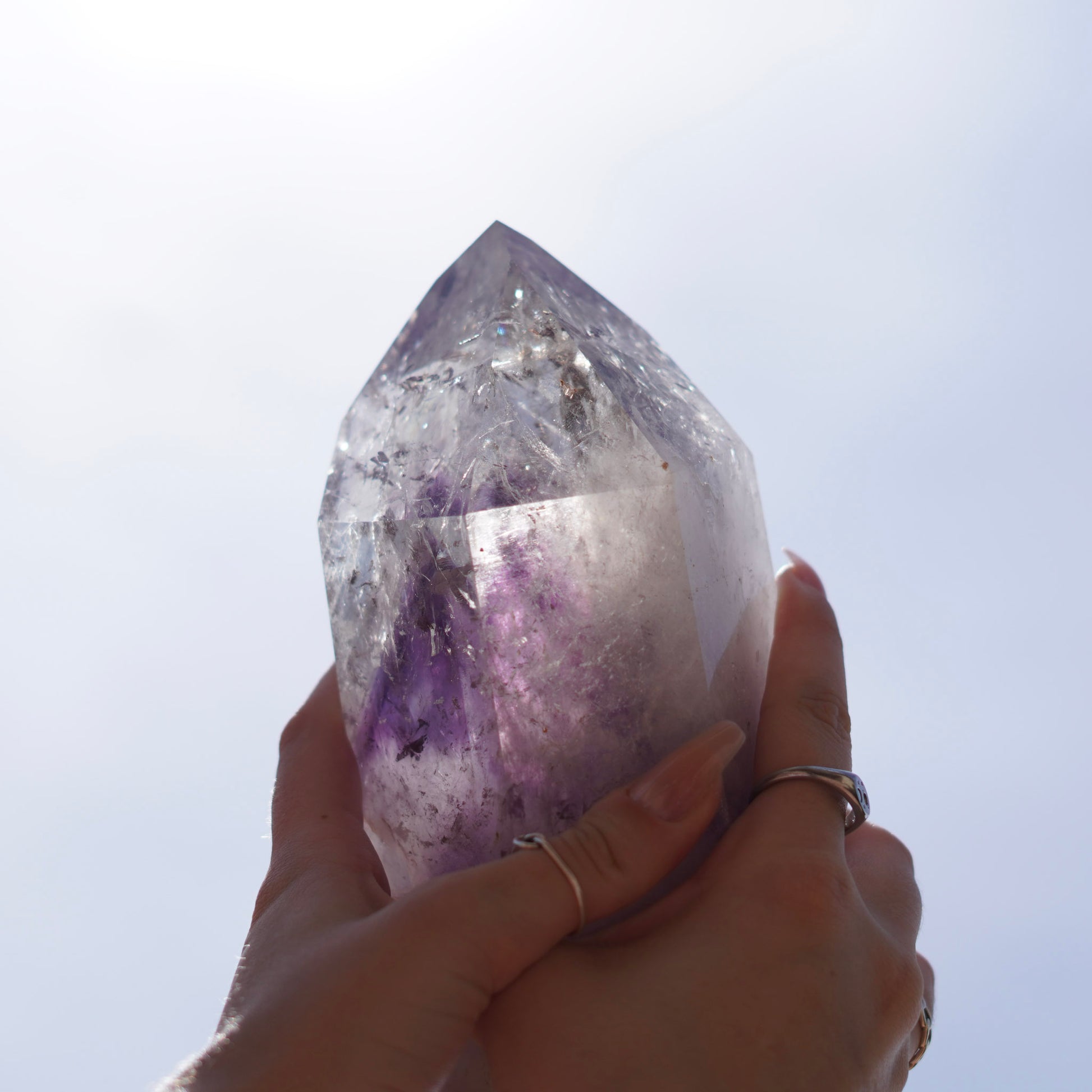 XL Phantom Amethyst Quartz Tower Carving from Brazil