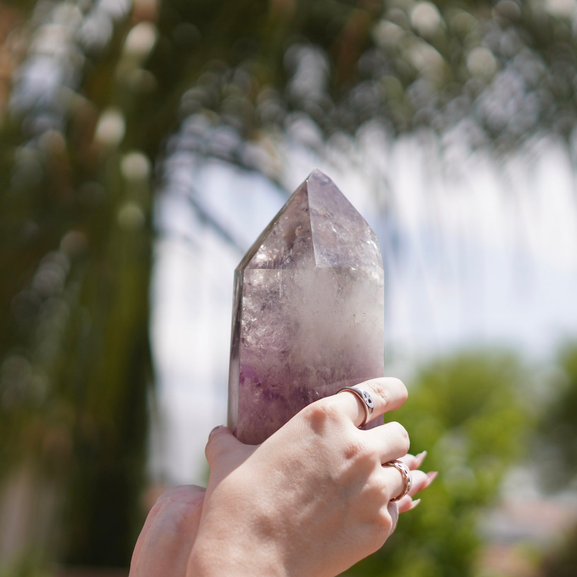 XL Phantom Amethyst Quartz Tower Carving from Brazil