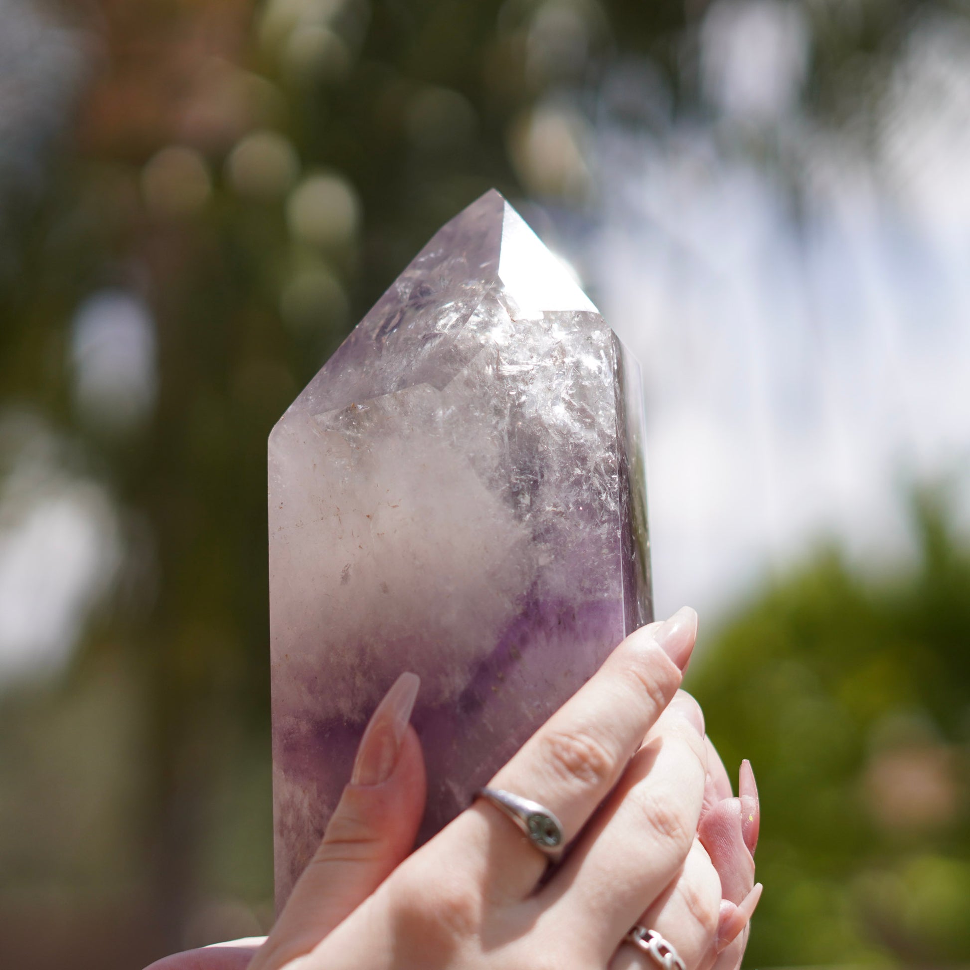 XL Phantom Amethyst Quartz Tower Carving from Brazil
