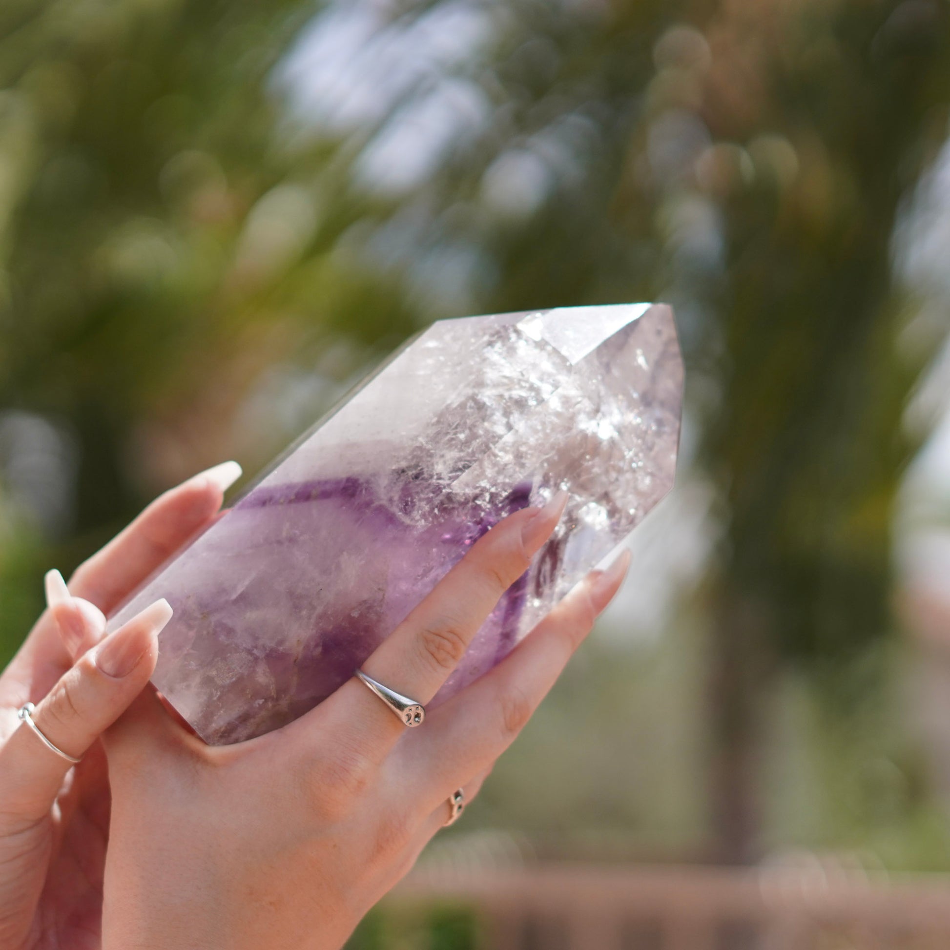 XL Phantom Amethyst Quartz Tower Carving from Brazil