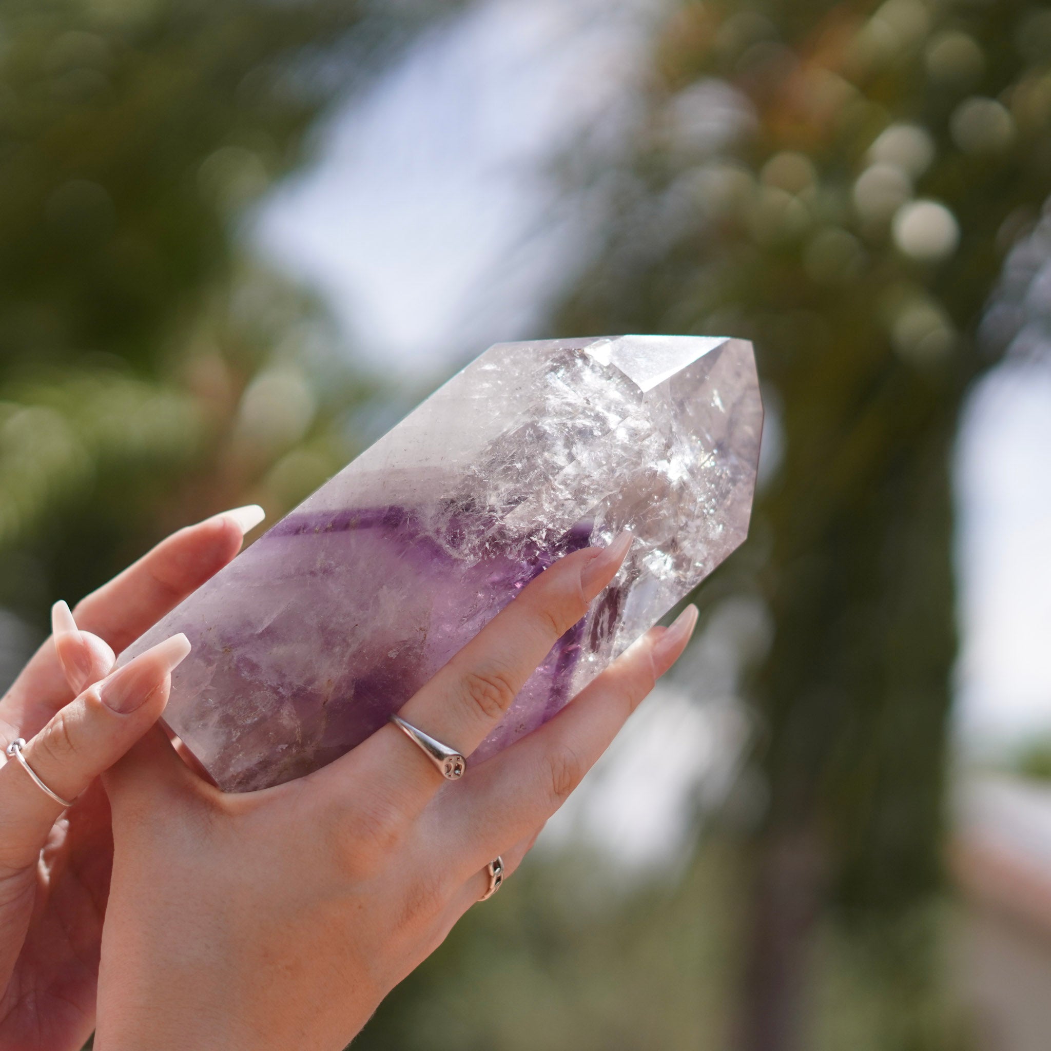 XL Phantom Amethyst Quartz Tower Carving from Brazil