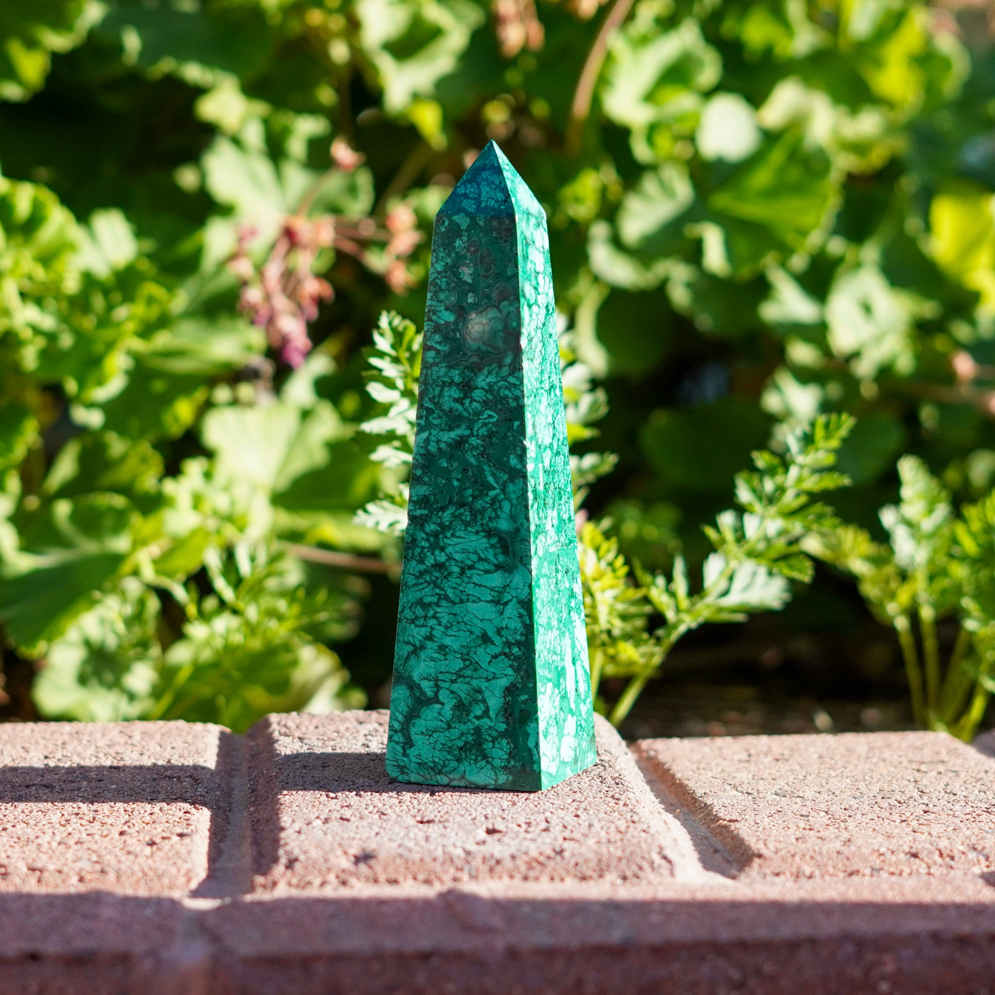 Radiant Green Malachite Obelisk Tower Carvings from the Congo