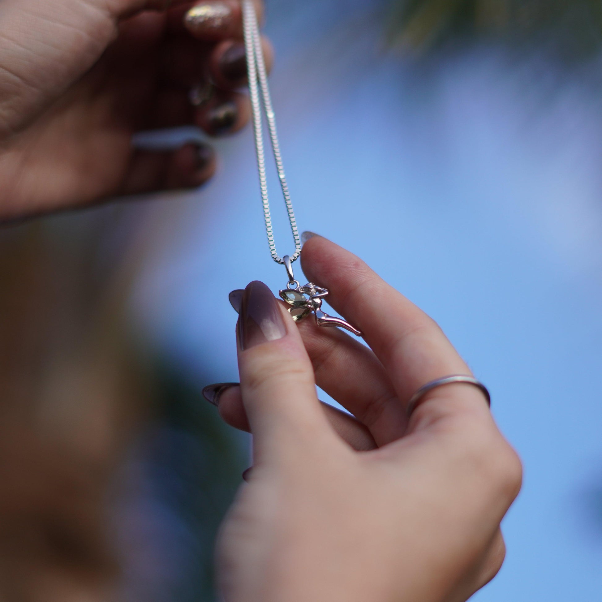 Enchanted Fairy Pendant with Dainty Moldavite Stone
