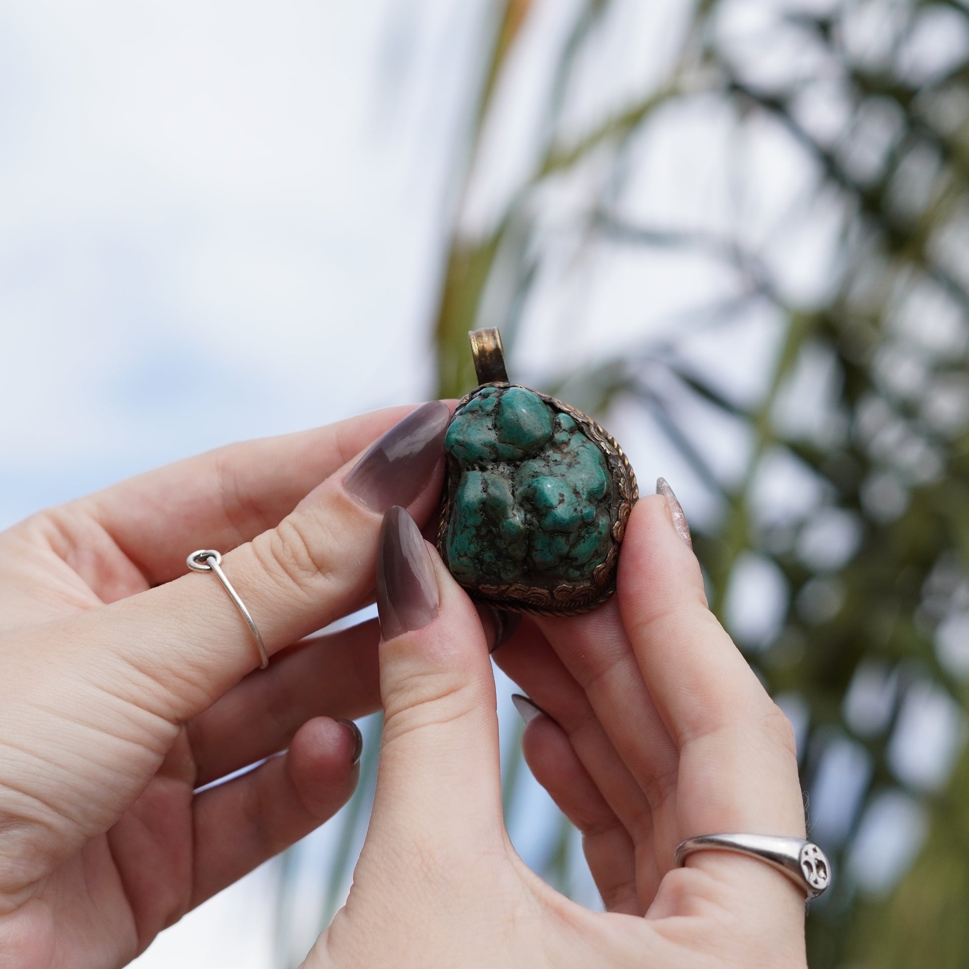 Vintage Chrysocolla Pendant Handmade in Nepal