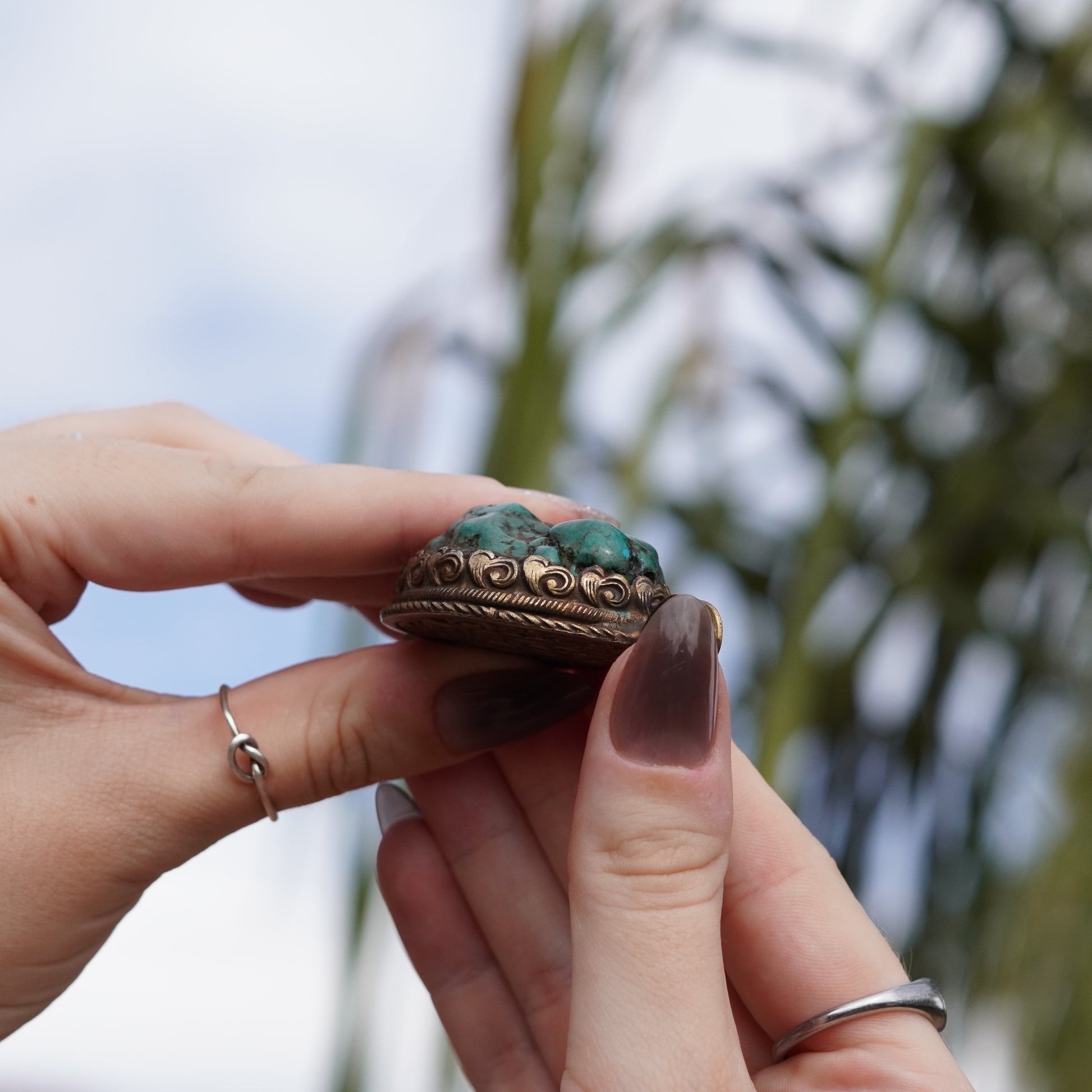 Vintage Chrysocolla Pendant Handmade in Nepal