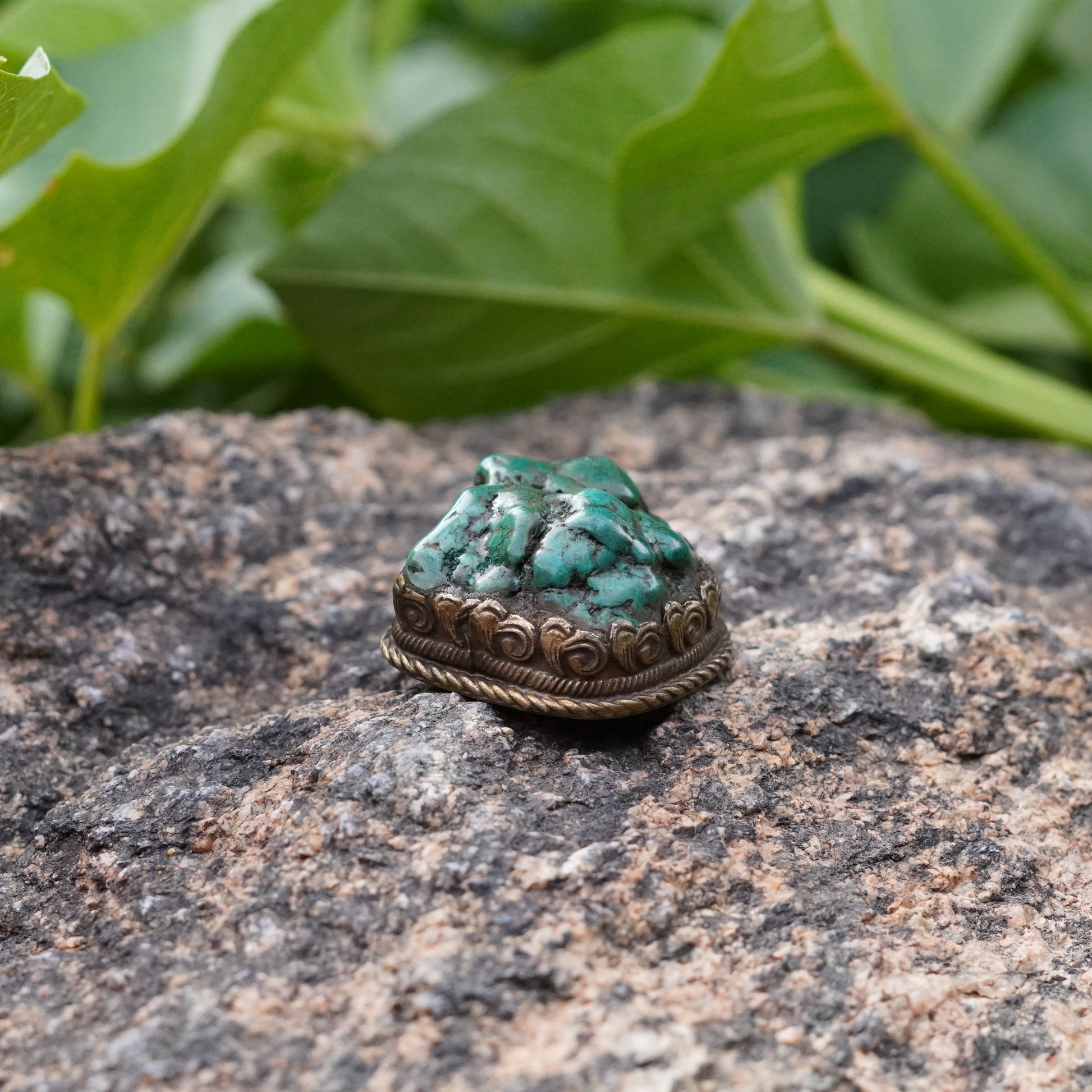 Vintage Chrysocolla Pendant Handmade in Nepal