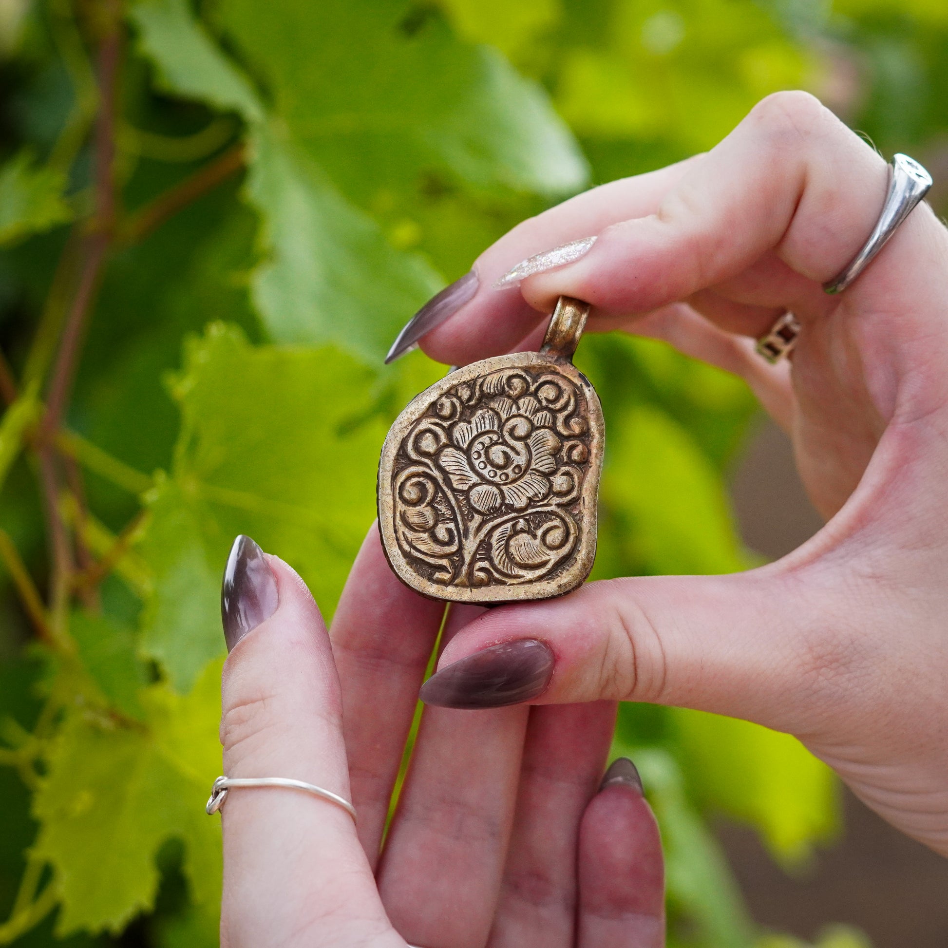 Vintage Chrysocolla Pendant Handmade in Nepal