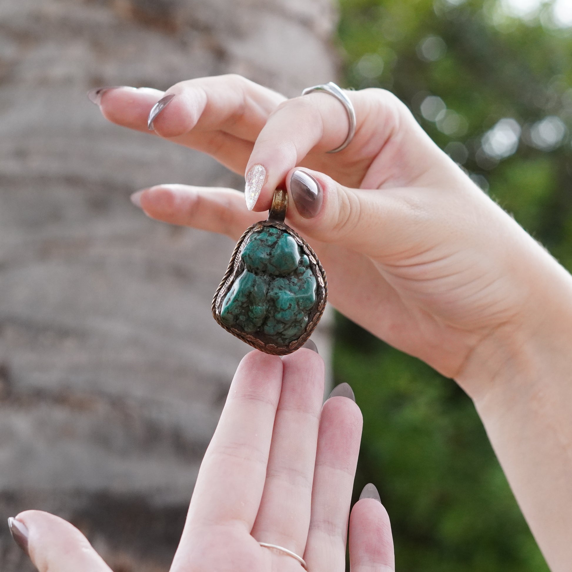 Vintage Chrysocolla Pendant Handmade in Nepal