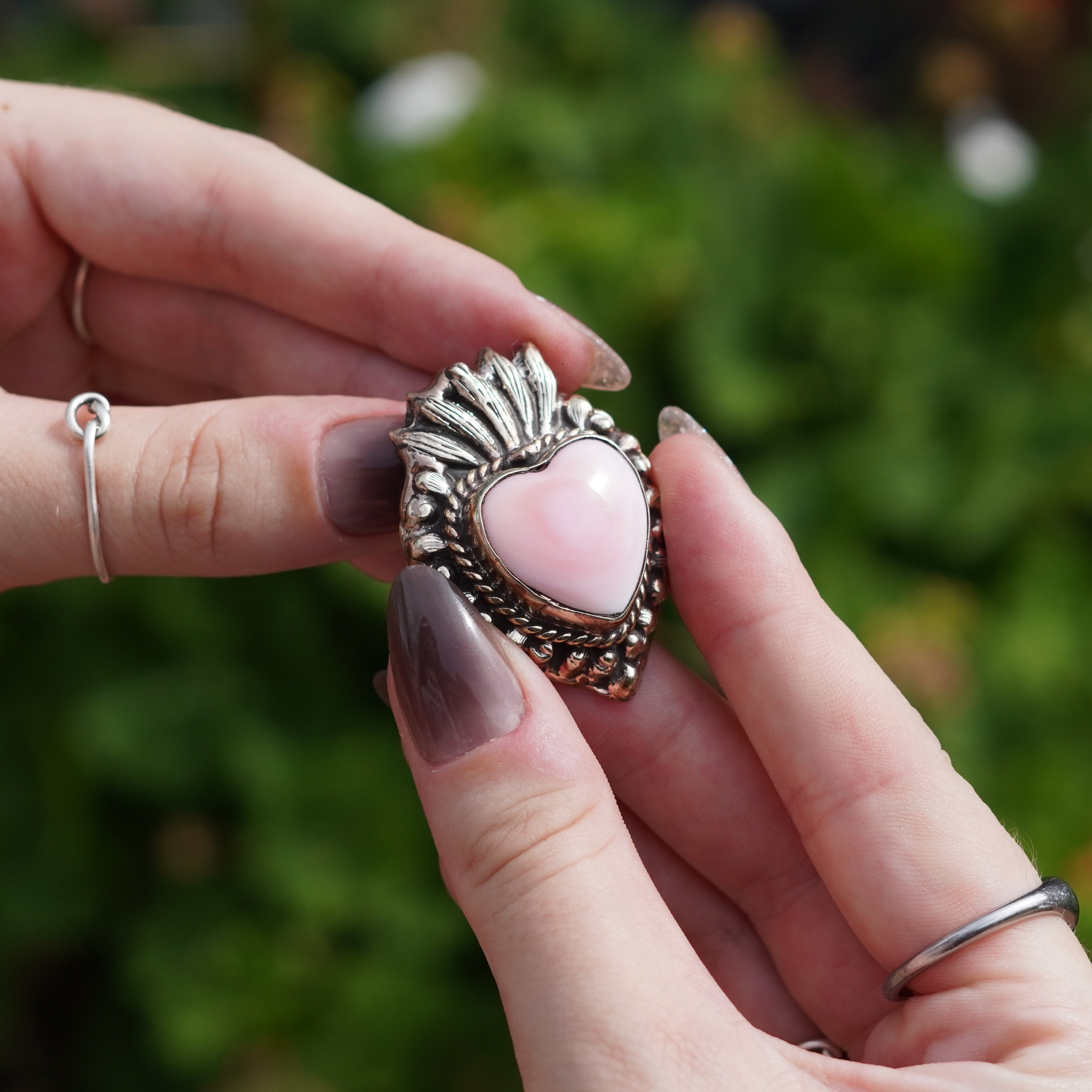 Pink Coral Heart Pendant Charm