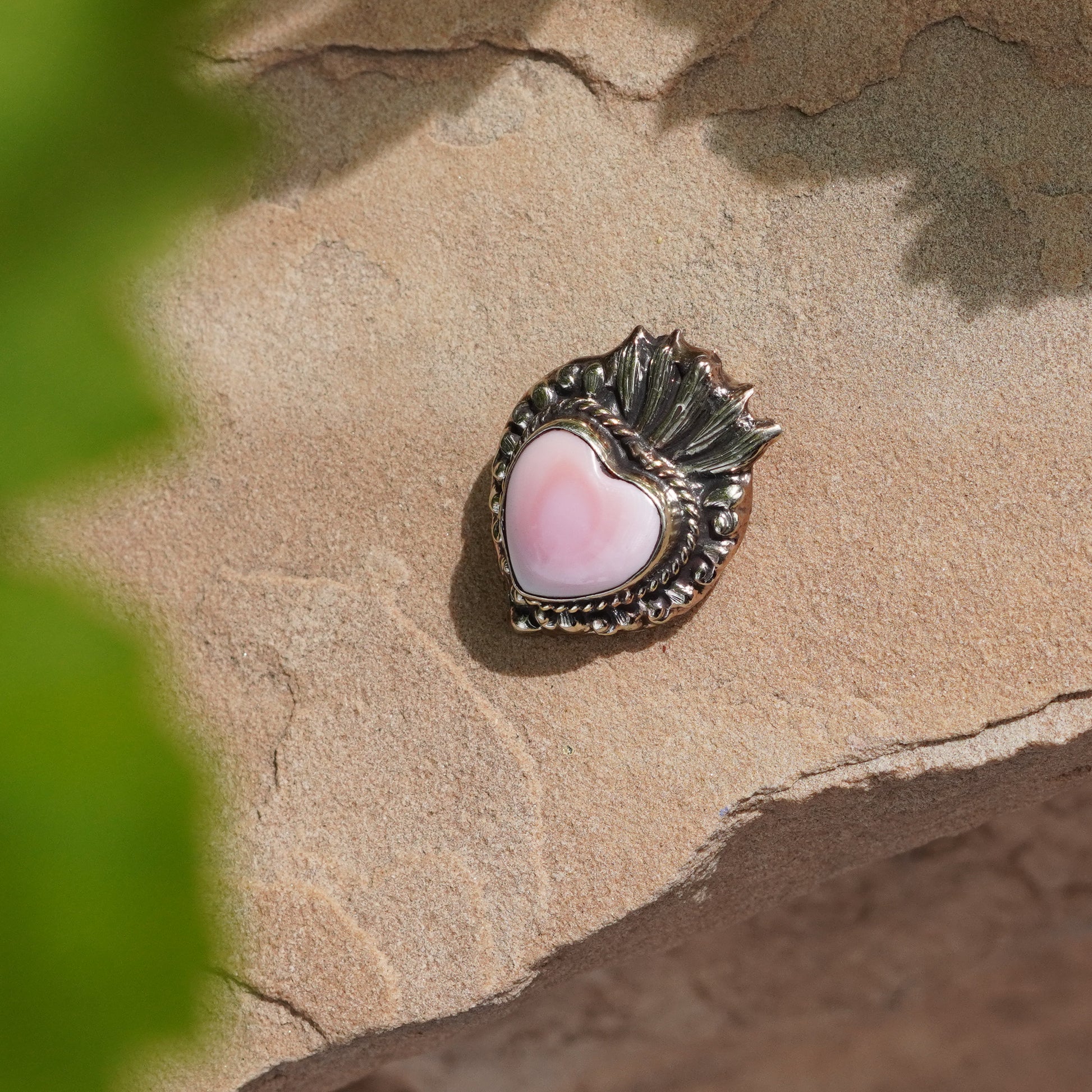 Pink Coral Heart Pendant Charm
