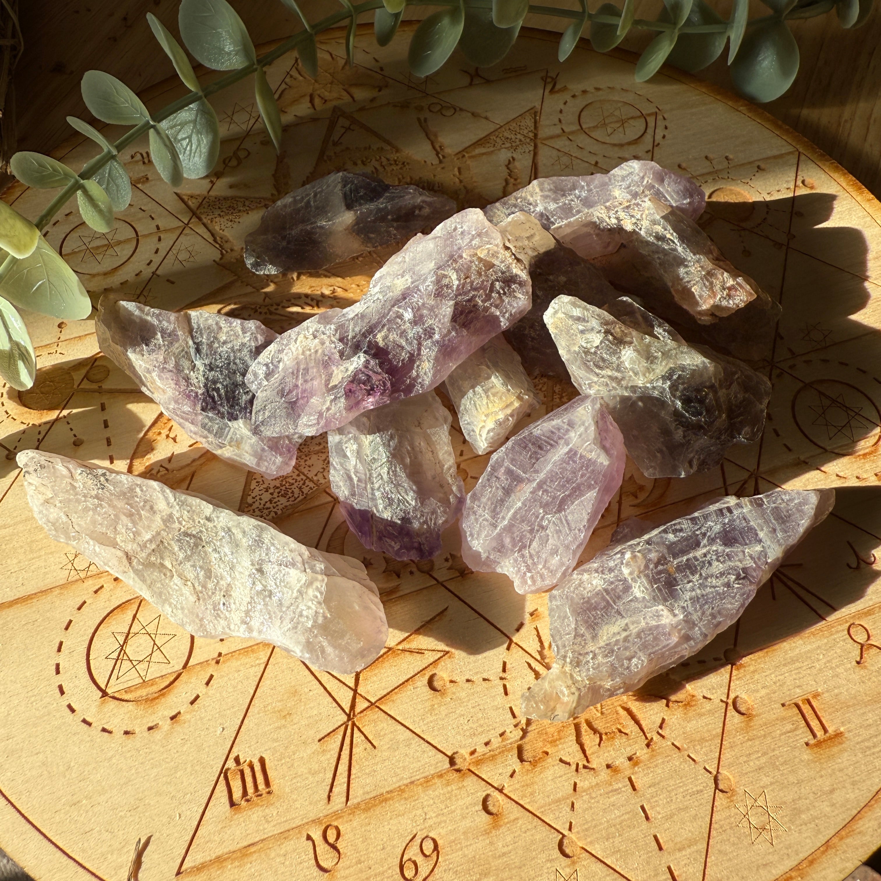 Genuine Auralite 23 Crystal Points Set of Five- Perfect for Crystal Grids
