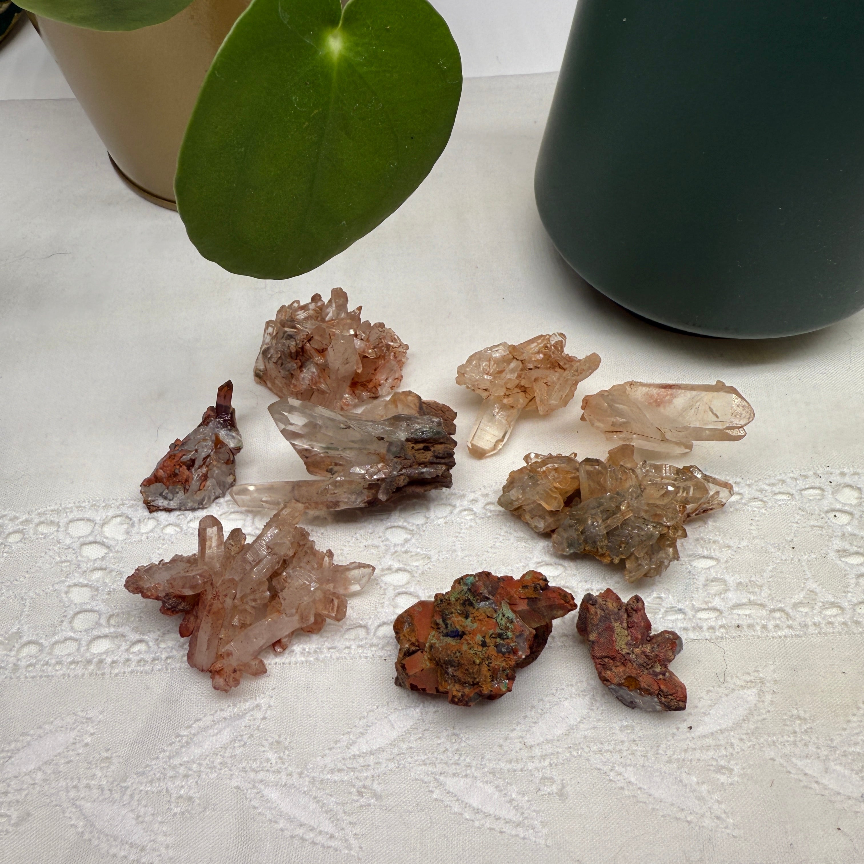 One Self Healed Fire Quartz Crystal Mini Cluster from Madagascar