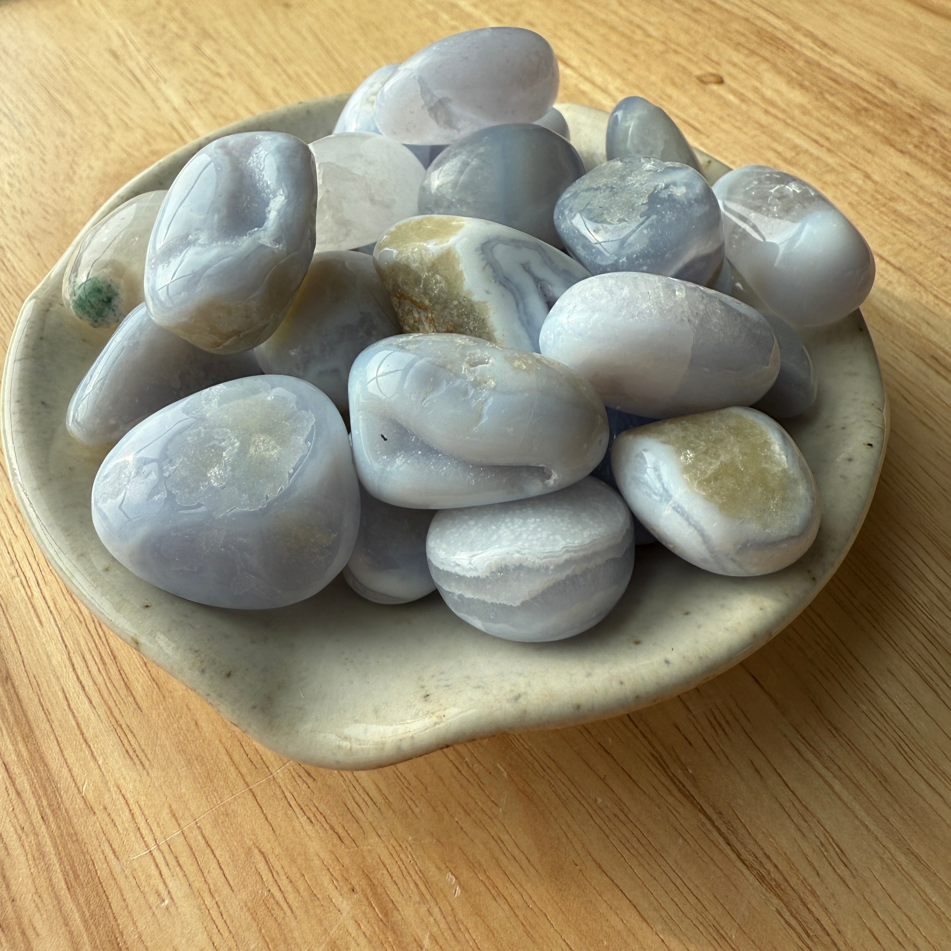 Blue Lace Agate Tumbled Stones Set of Five