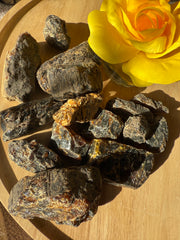 Rare Sumatran Golden Blue Amber Large Raw Chunk from Indonesia