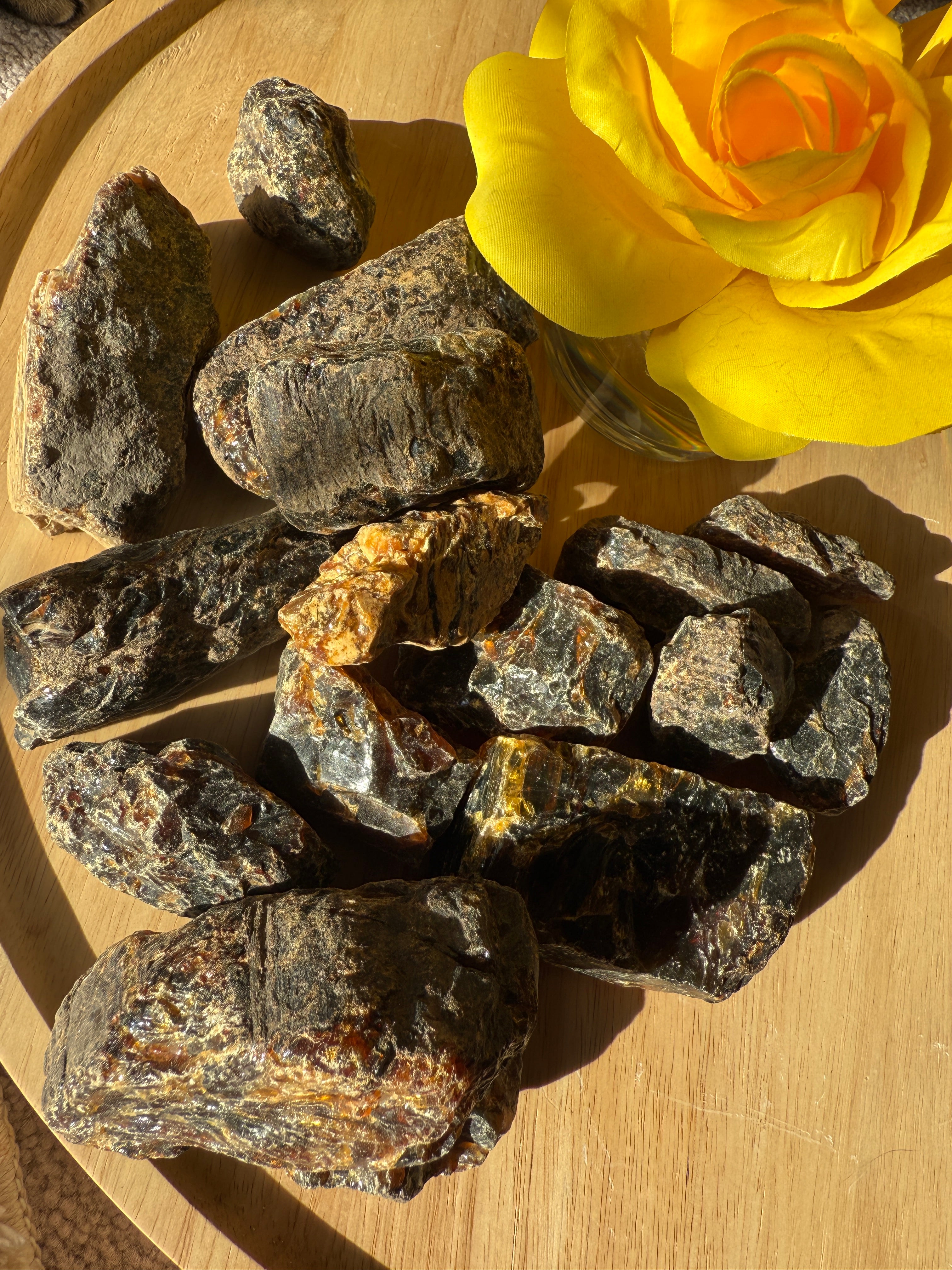 Rare Sumatran Golden Blue Amber Large Raw Chunk from Indonesia
