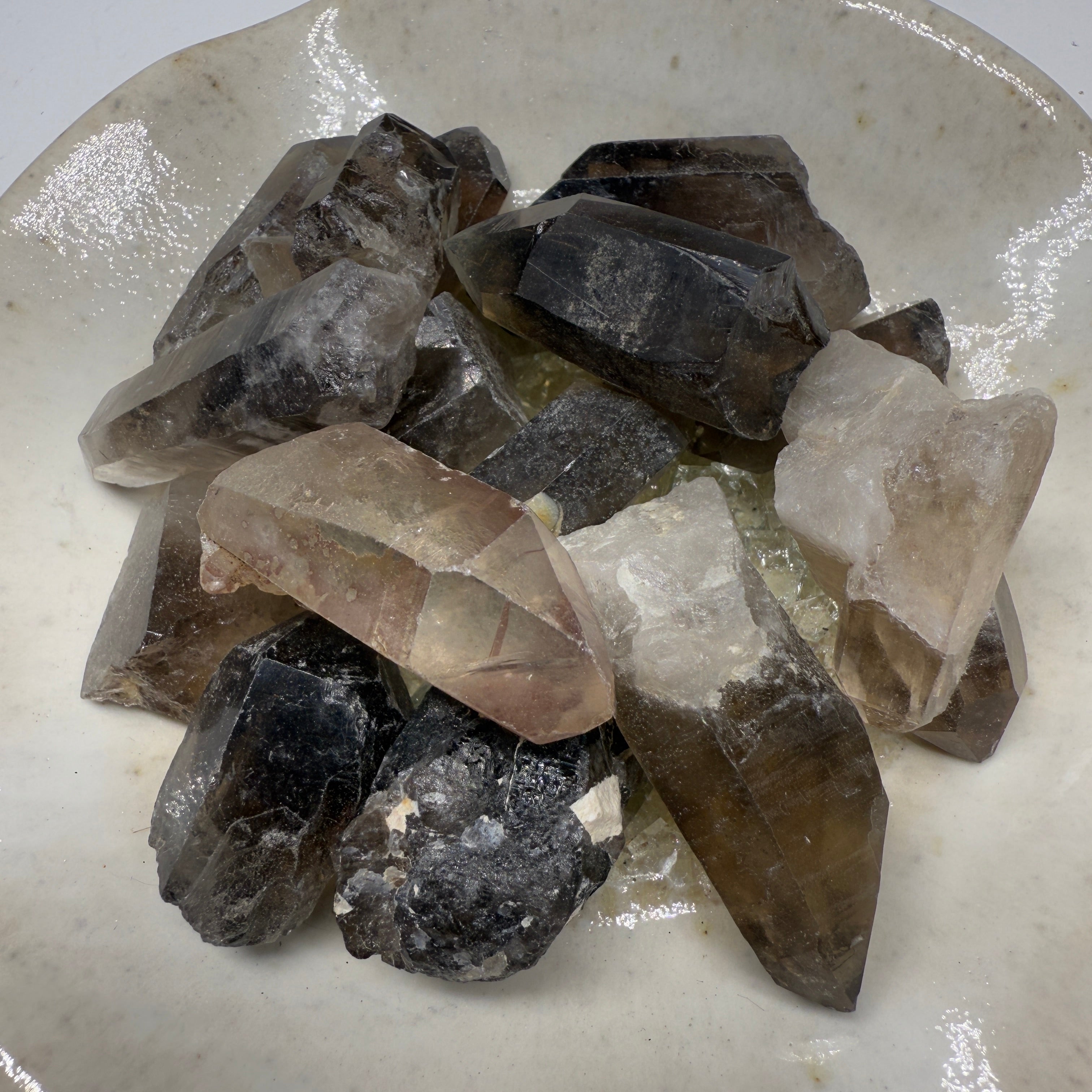 Smoky Quartz Small Crystal Points Set of Five