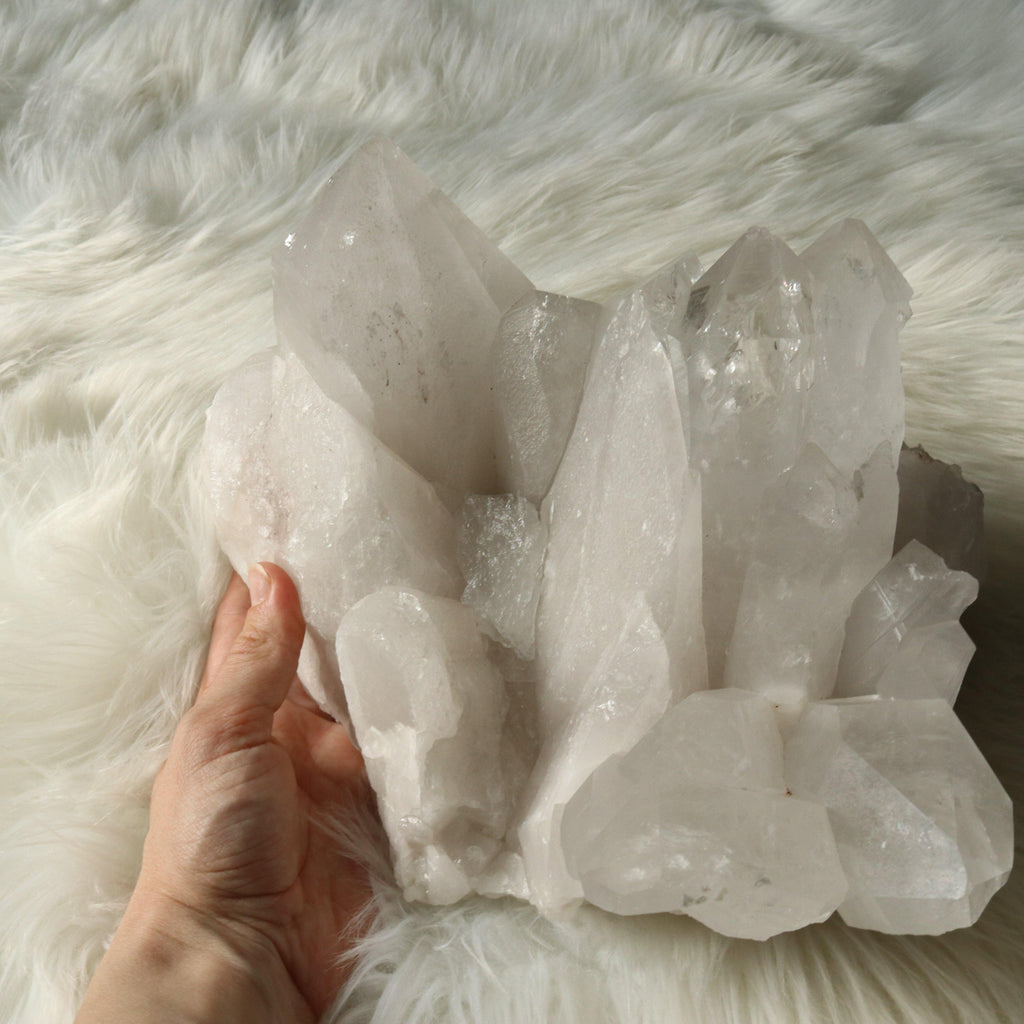 XXL Clear Quartz Cluster from Brazil - Earth Family Crystals