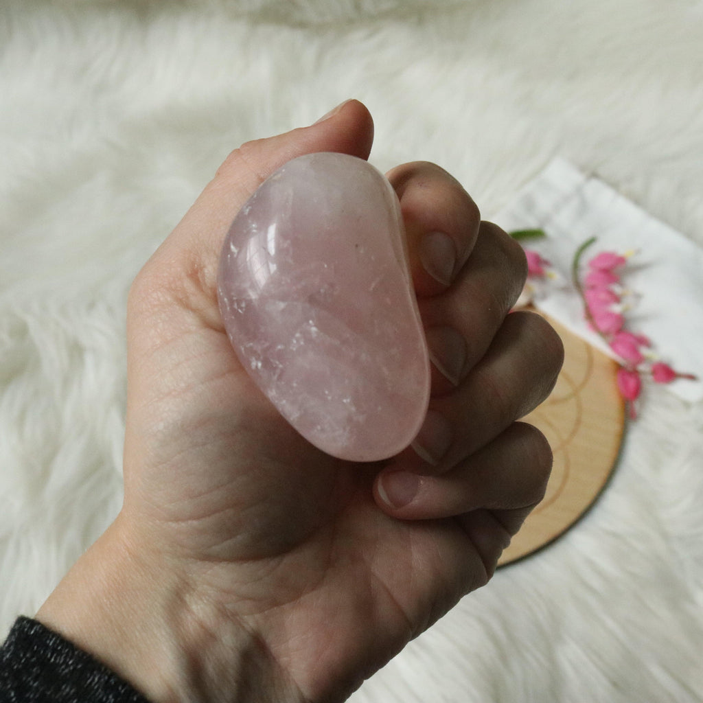 Sweet Pink Rose Quartz B Grade from Brazil~ Medium Hand Held Palm Stone - Earth Family Crystals