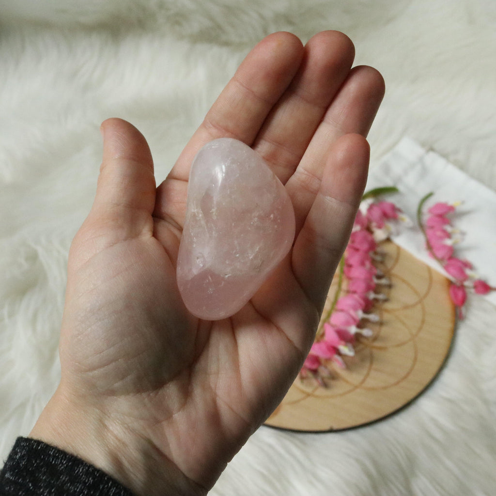 Sweet Pink Rose Quartz B Grade from Brazil~ Medium Hand Held Palm Stone - Earth Family Crystals