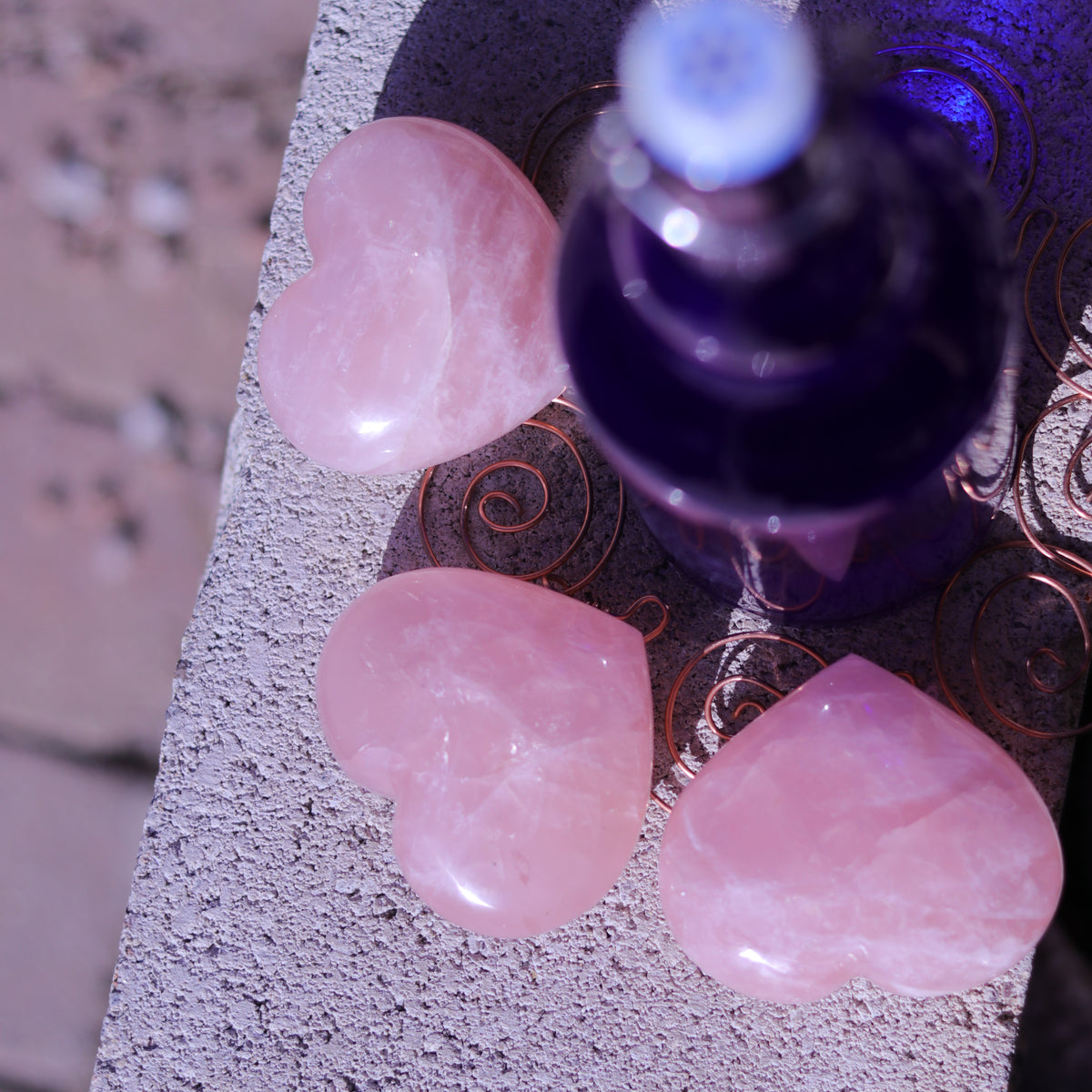 Rose Quartz Puffy Heart Carvings — Madagascar