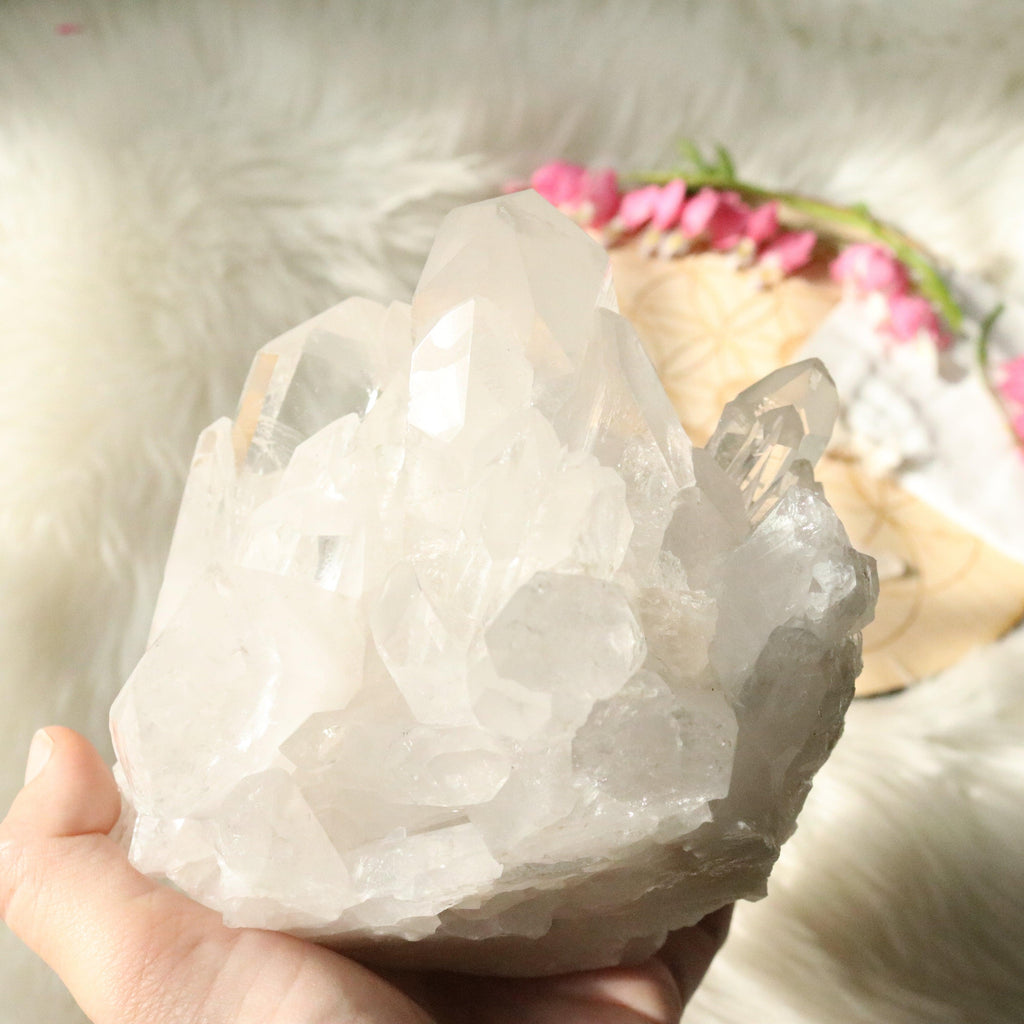 BIG Clear Quartz Cluster Grade A from Brazil~ With Rainbows! - Earth Family Crystals