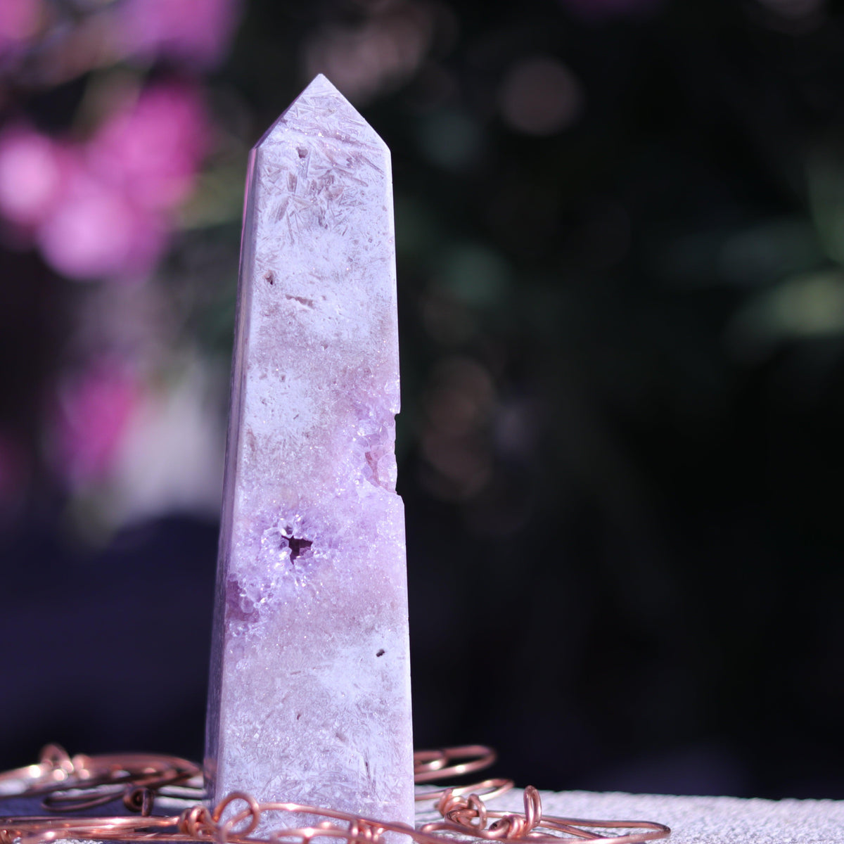 Pink Amethyst Tower Carving — Brazil