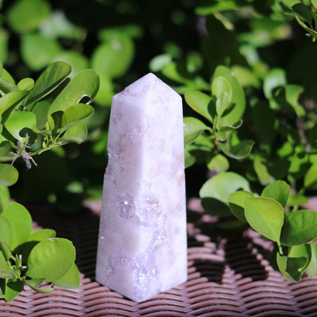 Pastel Pink Amethyst Quartz Tower Carving