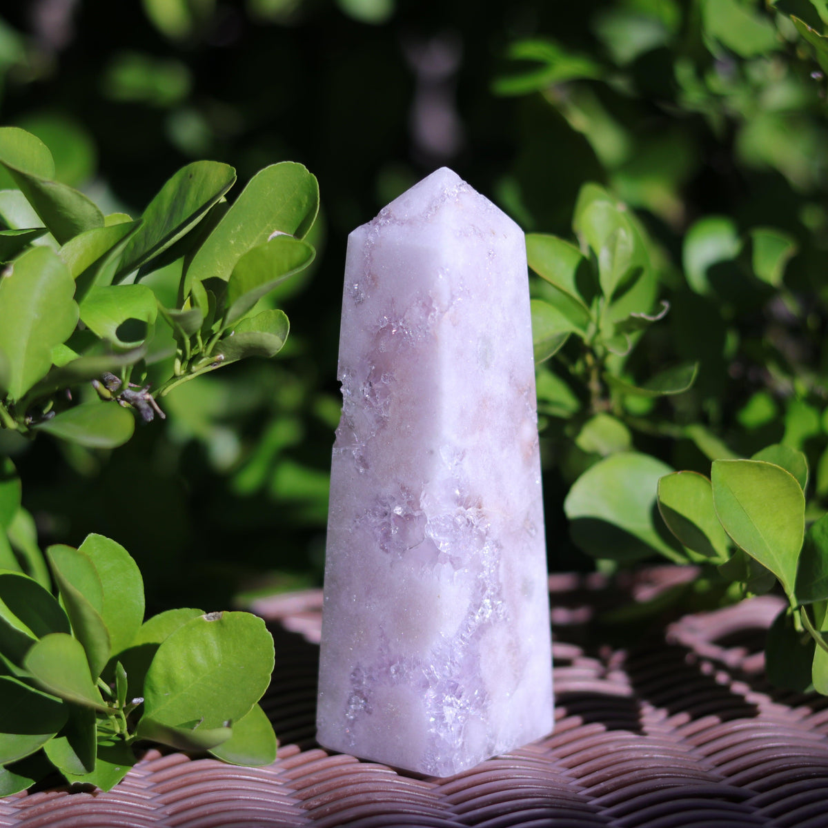 Pastel Pink Amethyst Quartz Tower Carving