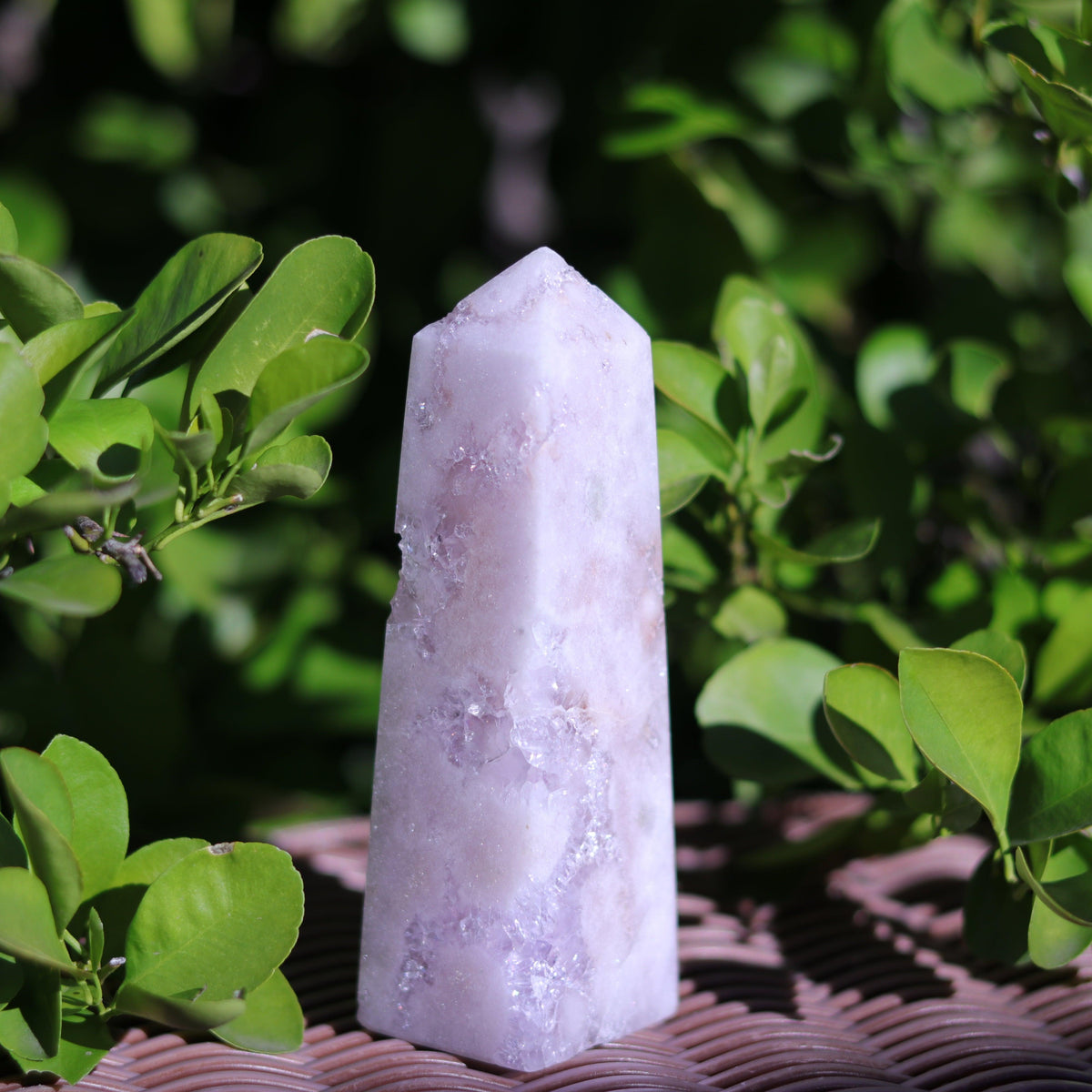 Pastel Pink Amethyst Quartz Tower Carving