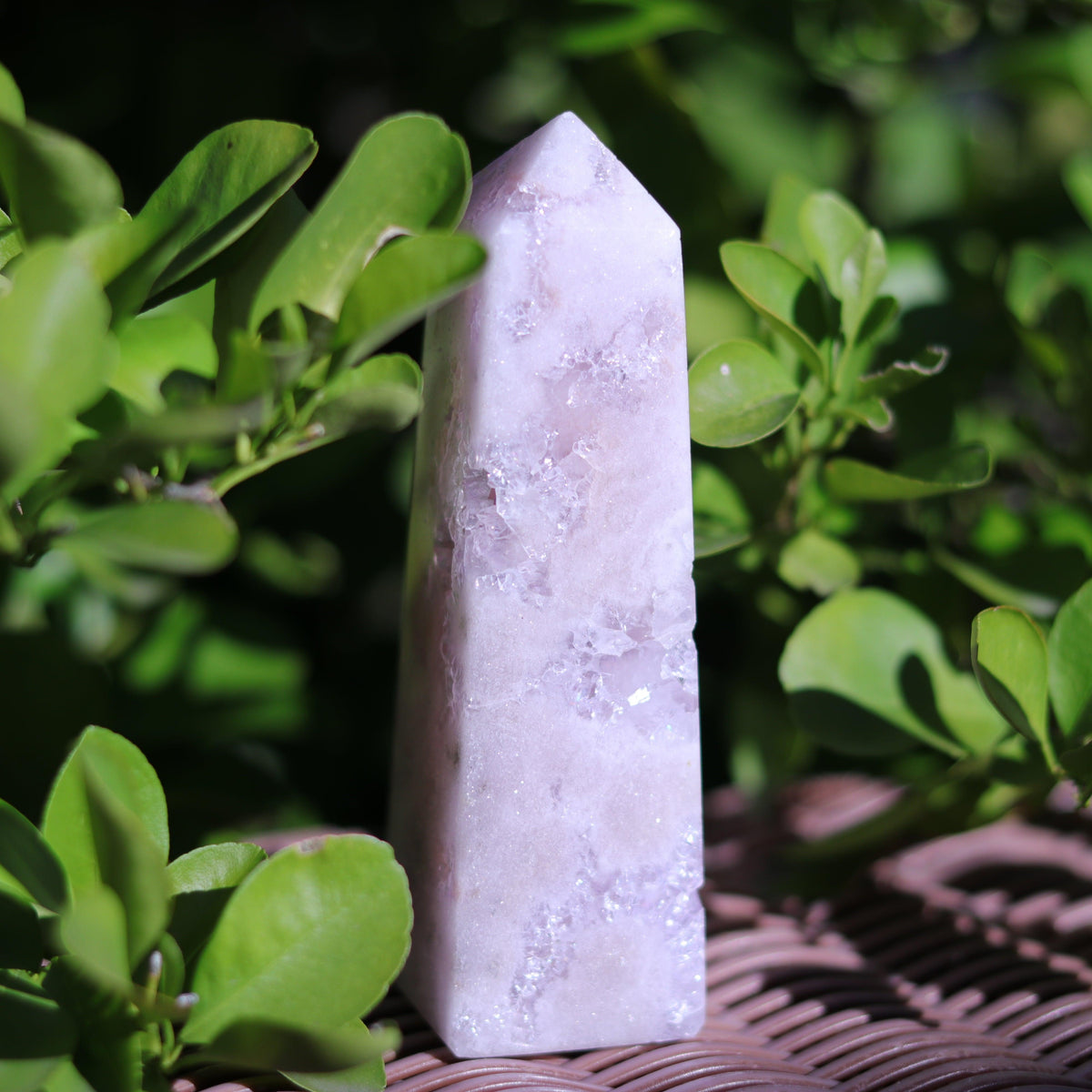 Pastel Pink Amethyst Quartz Tower Carving