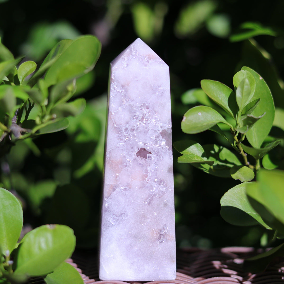 Pastel Pink Amethyst Quartz Tower Carving