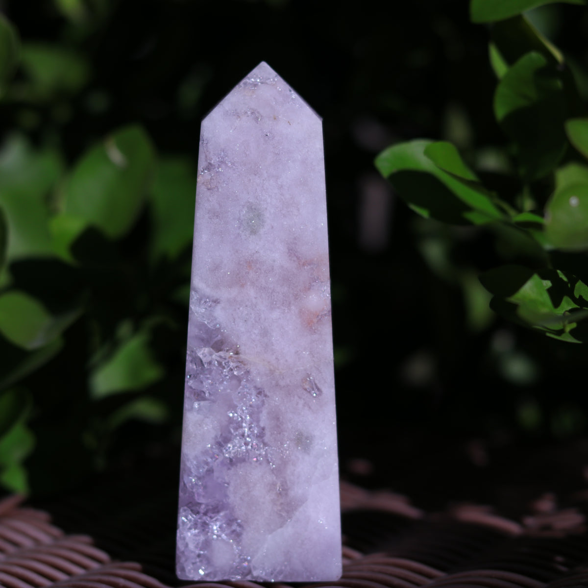 Pastel Pink Amethyst Quartz Tower Carving