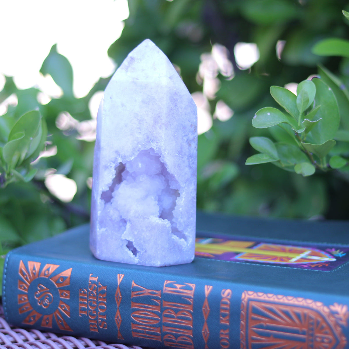 Pink Amethyst Quartz Tower Carving with Cave