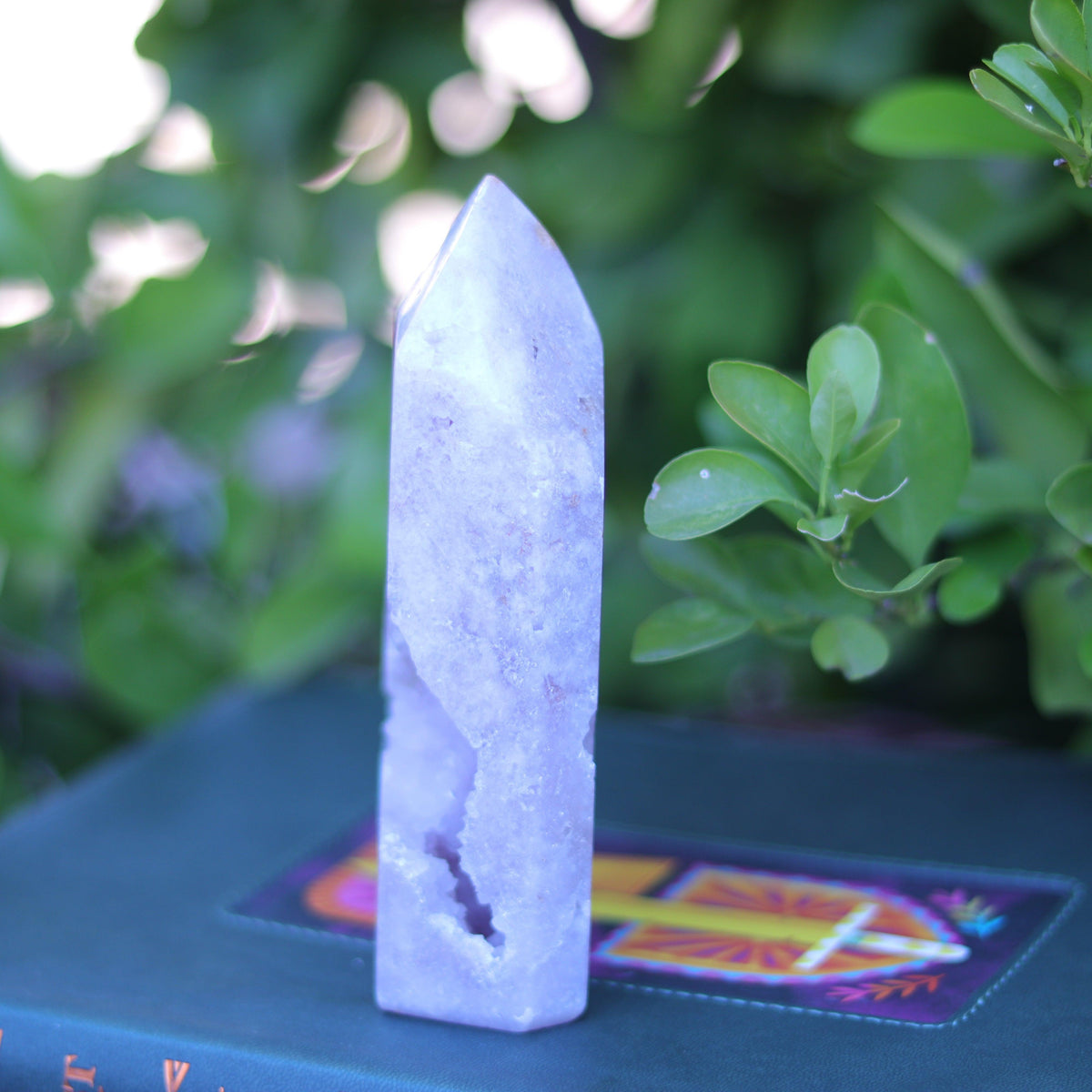 Pink Amethyst Quartz Tower Carving with Cave