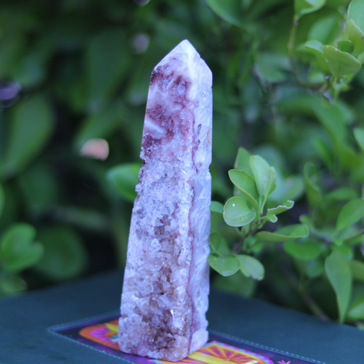 Red & Pink Amethyst Quartz Tower Carving