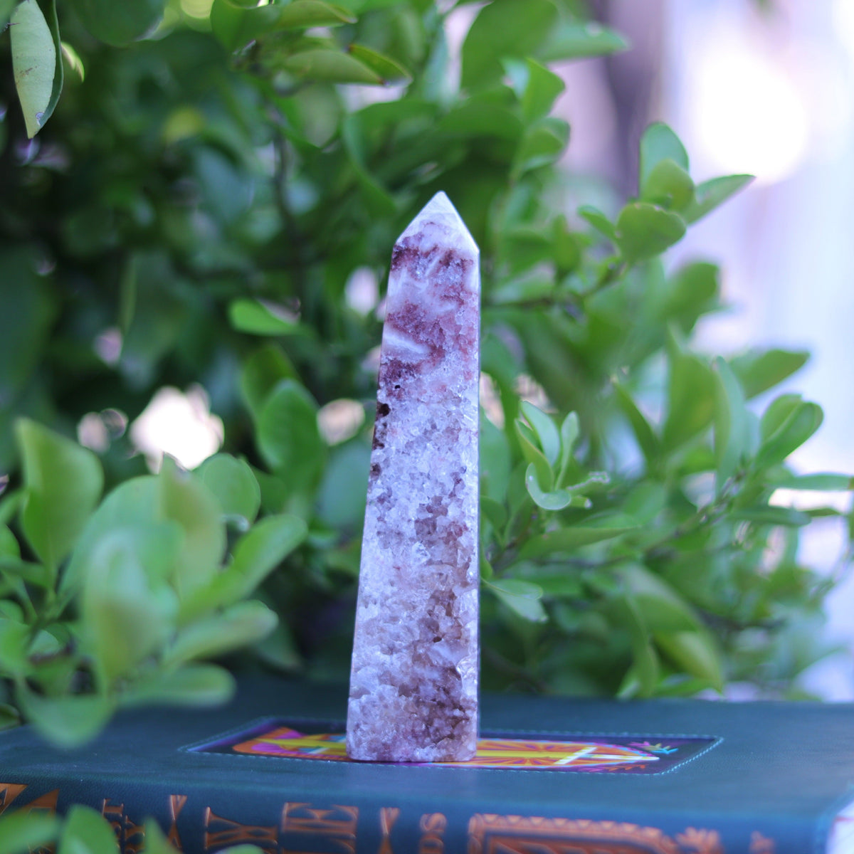Red & Pink Amethyst Quartz Tower Carving