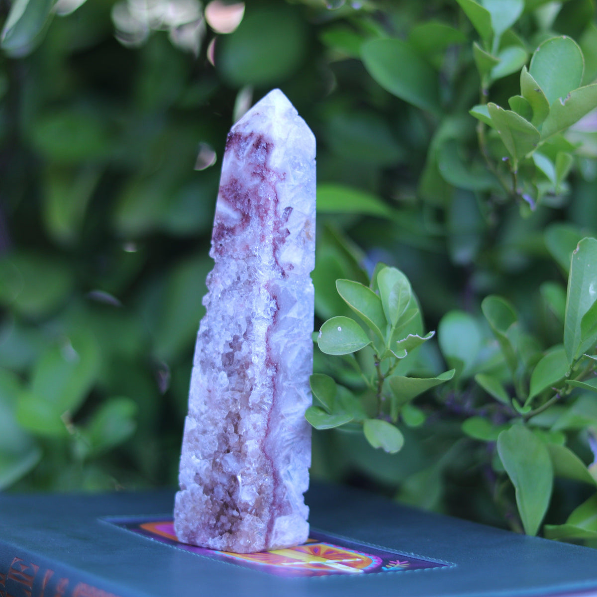 Red & Pink Amethyst Quartz Tower Carving