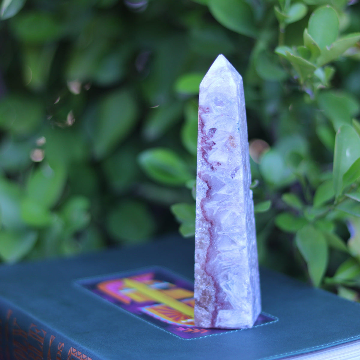 Red & Pink Amethyst Quartz Tower Carving