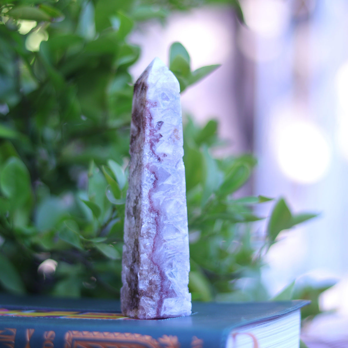Red & Pink Amethyst Quartz Tower Carving
